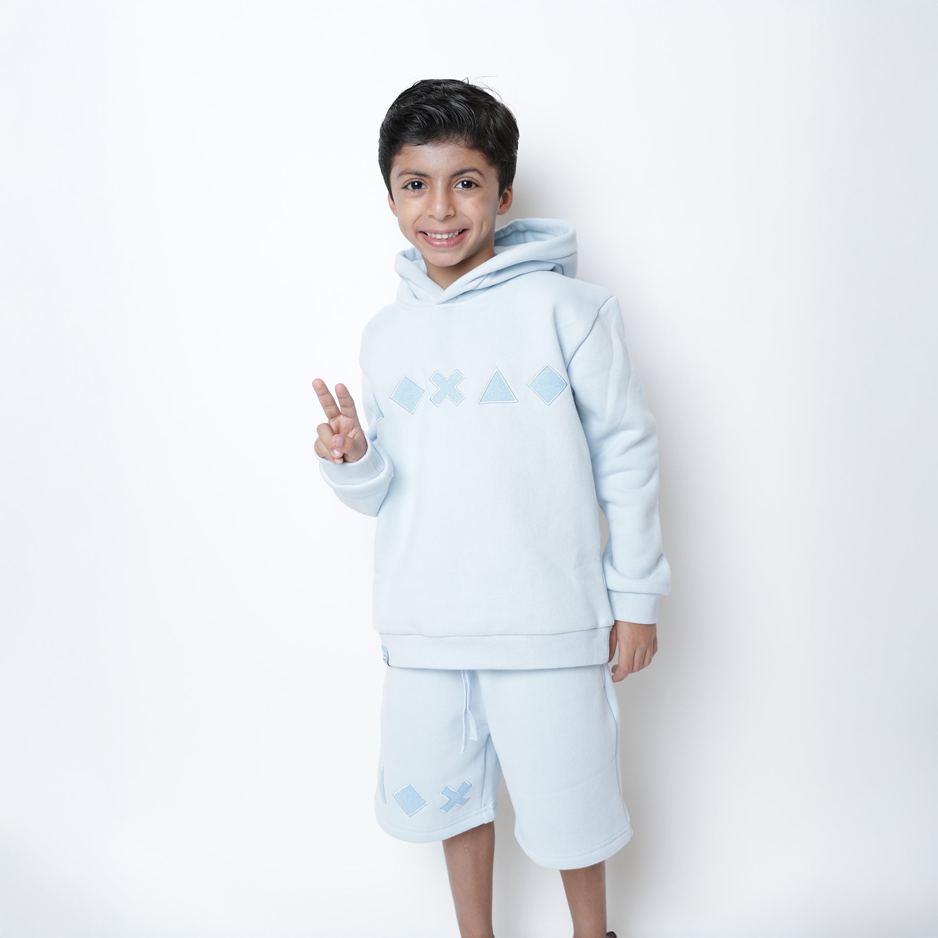 Kids Baby Blue Hoodie and Shorts Set by Glow Kids