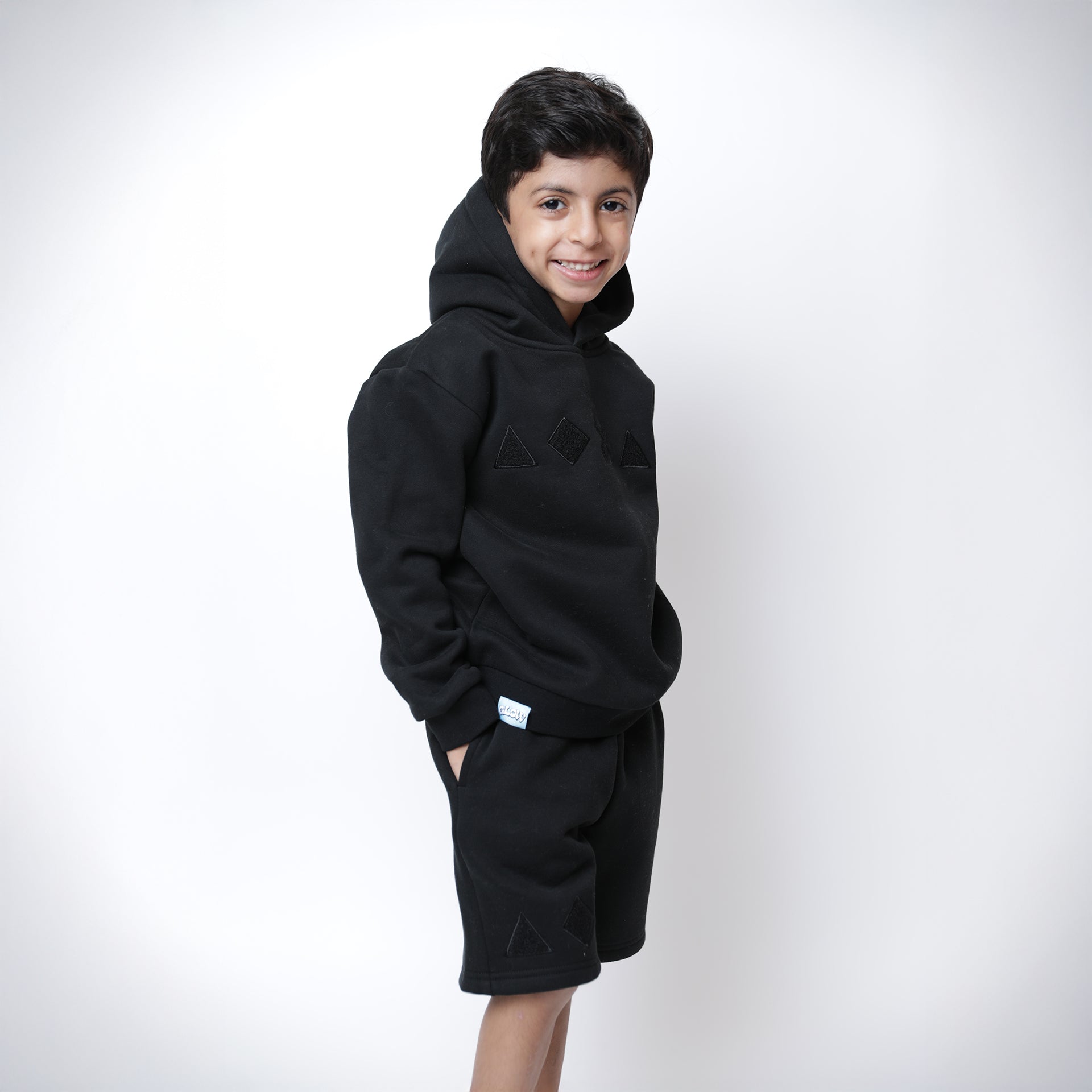 Kids Black Hoodie and Shorts Set by Glow Kids