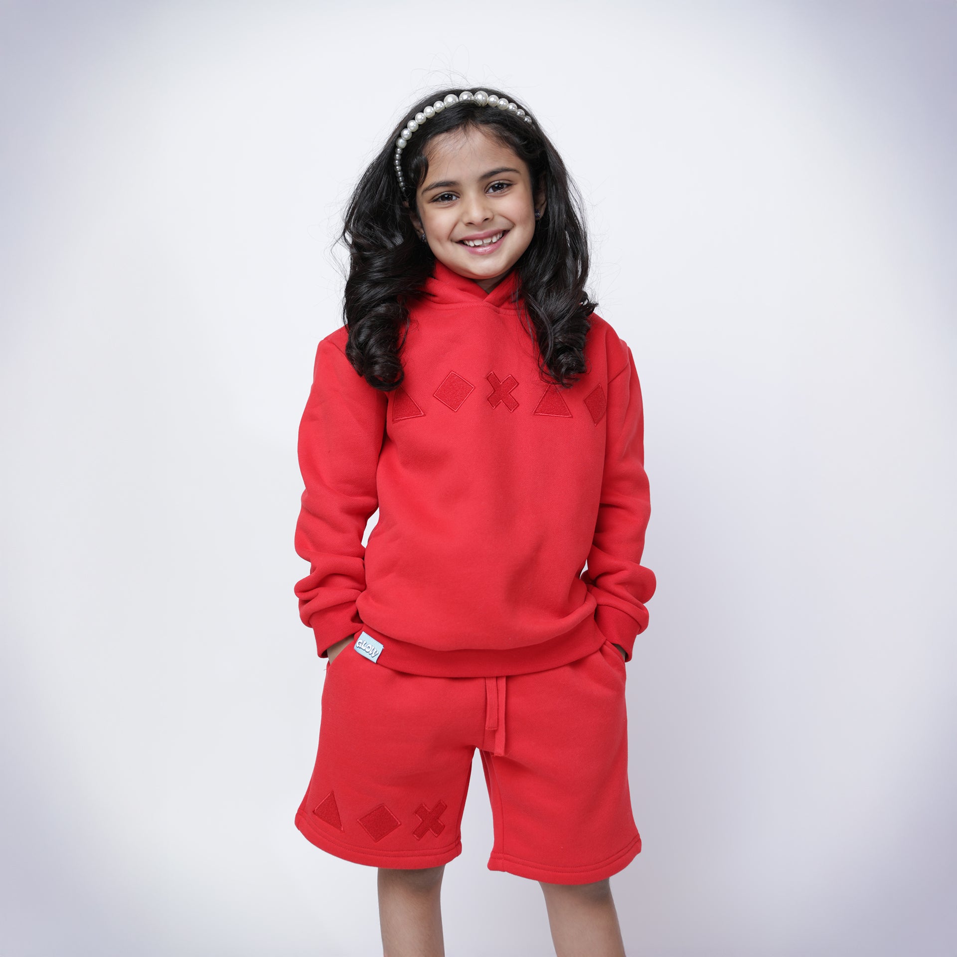 Kids Red Hoodie and Shorts Set by Glow Kids