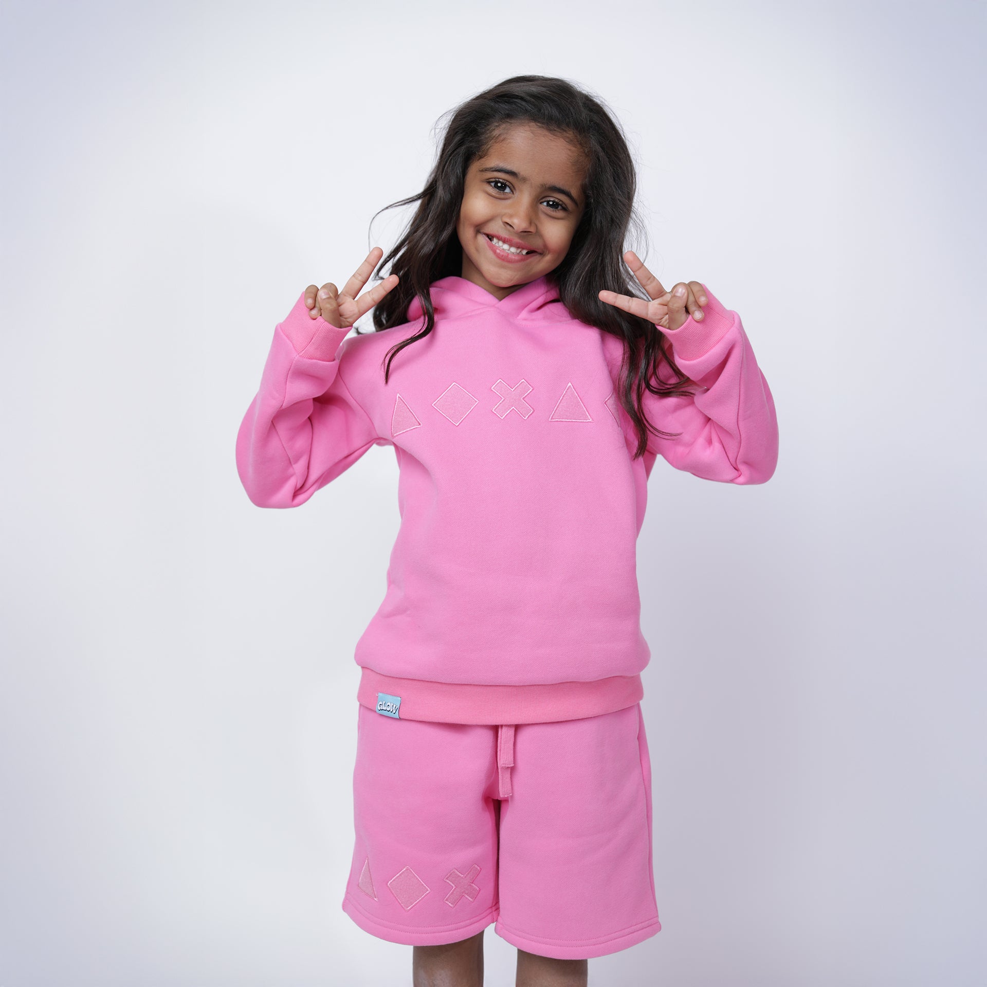 Kids Pink Hoodie and Shorts Set by Glow Kids