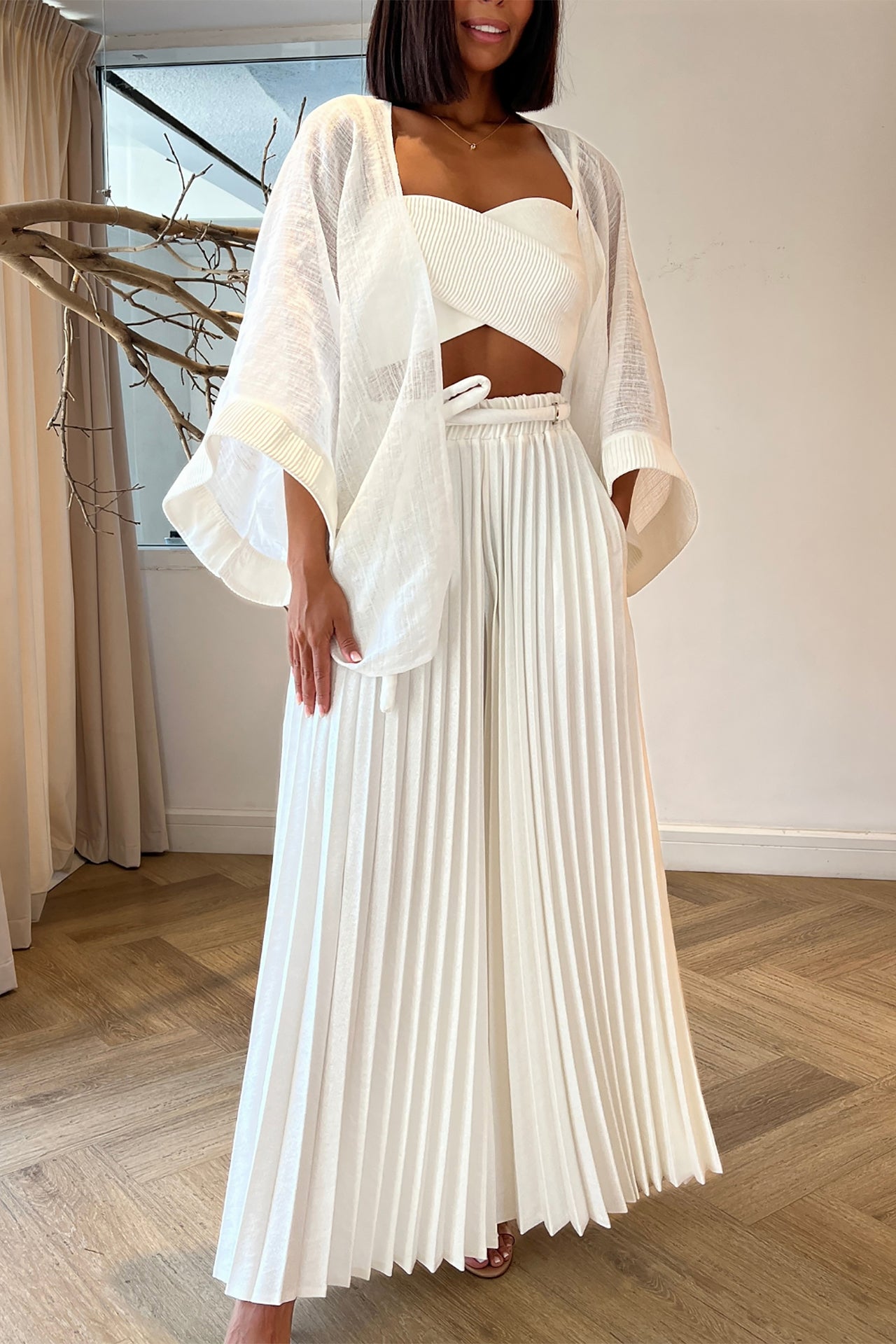 White Sunny Pleated Pants by F.Lounge