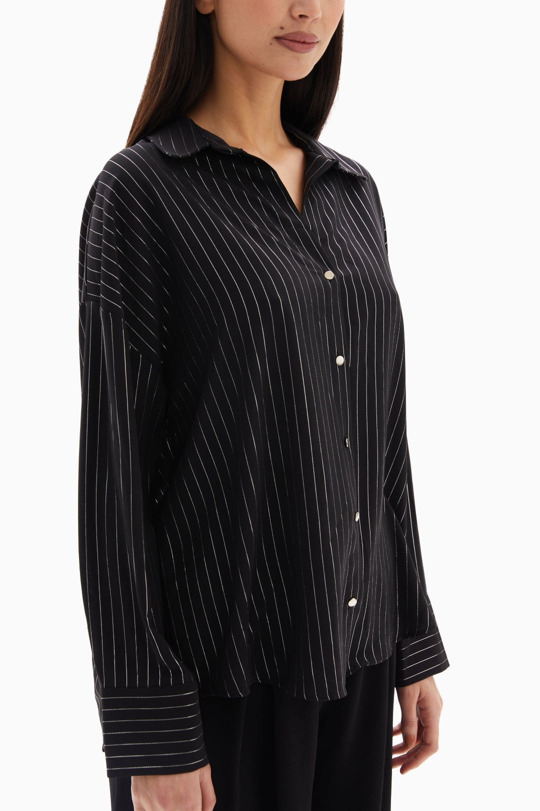 Black Pinstripe Blouse By WECRE8