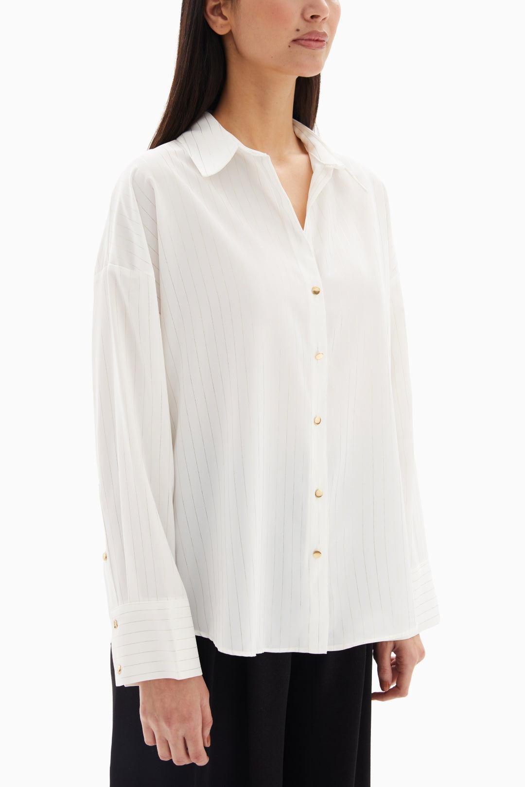 White Pinstripe Blouse By WECRE8