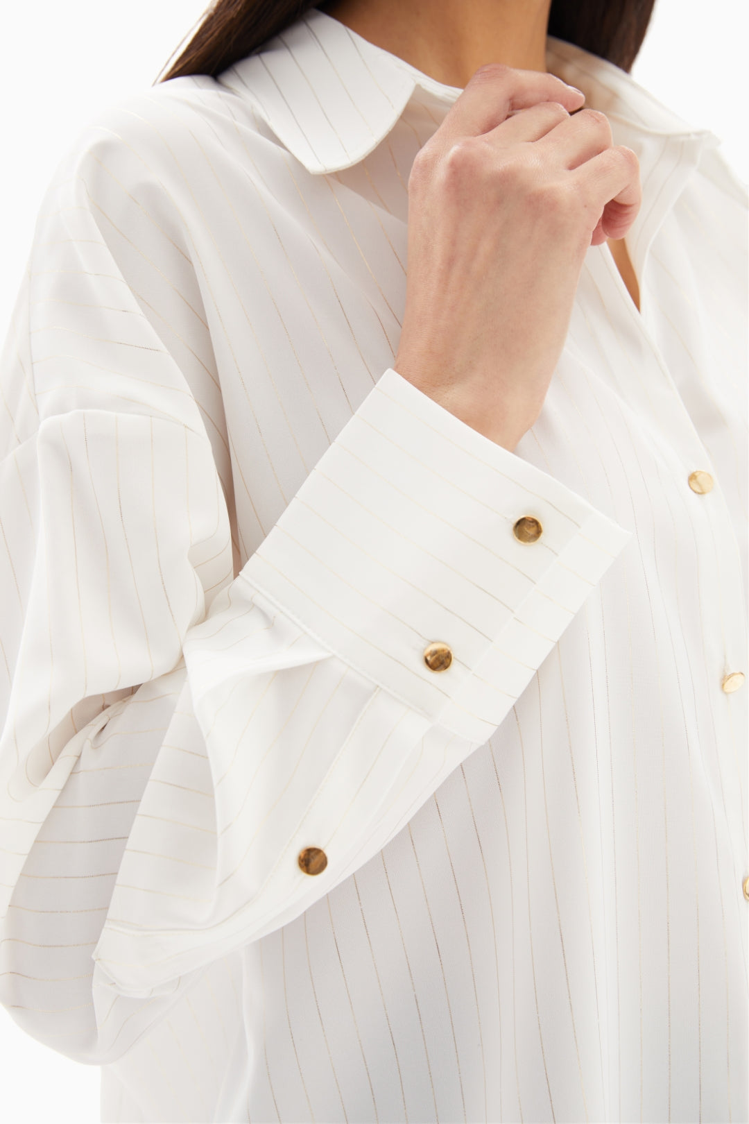 White Pinstripe Blouse By WECRE8