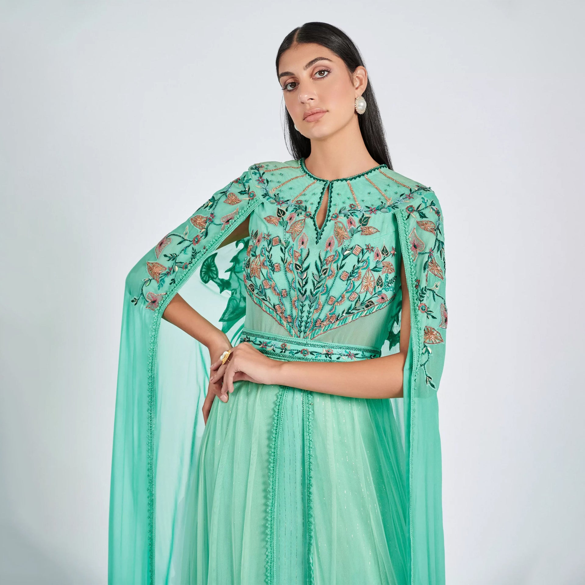Turquoise Embroidery Samantha Dress From Shalky