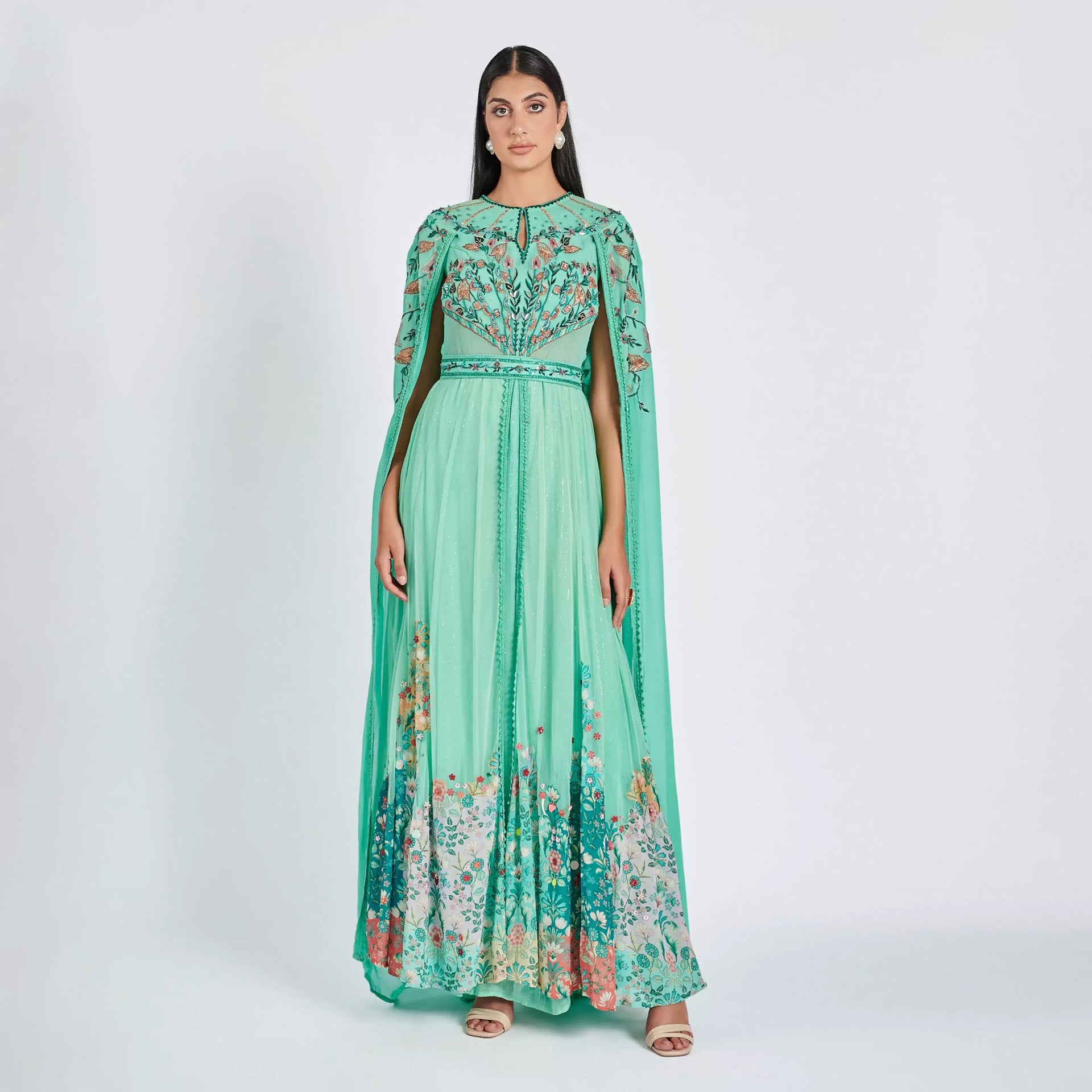 Turquoise Embroidery Samantha Dress From Shalky