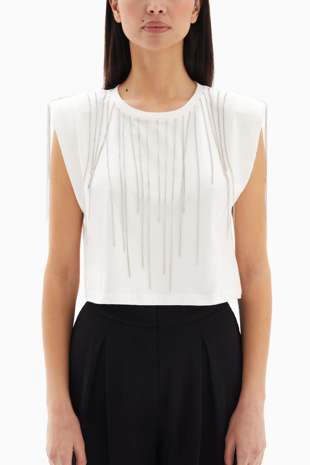 White Sleeveless Cropped Top By WECRE8