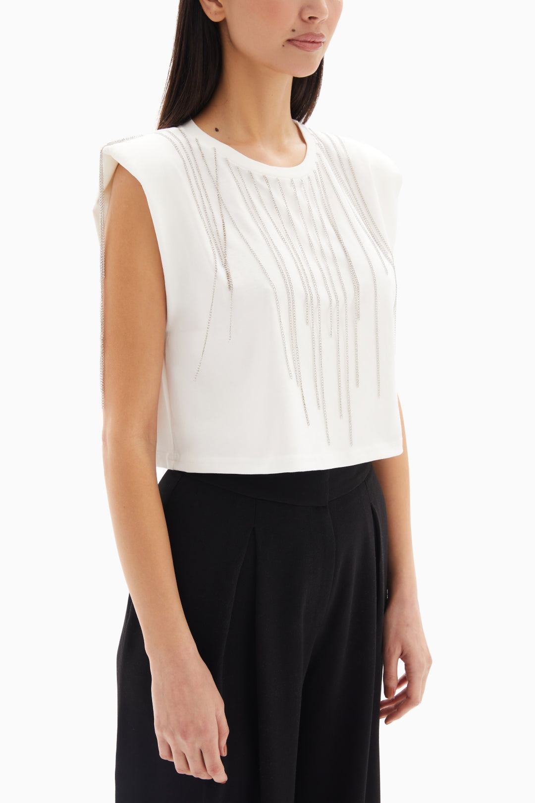 White Sleeveless Cropped Top By WECRE8