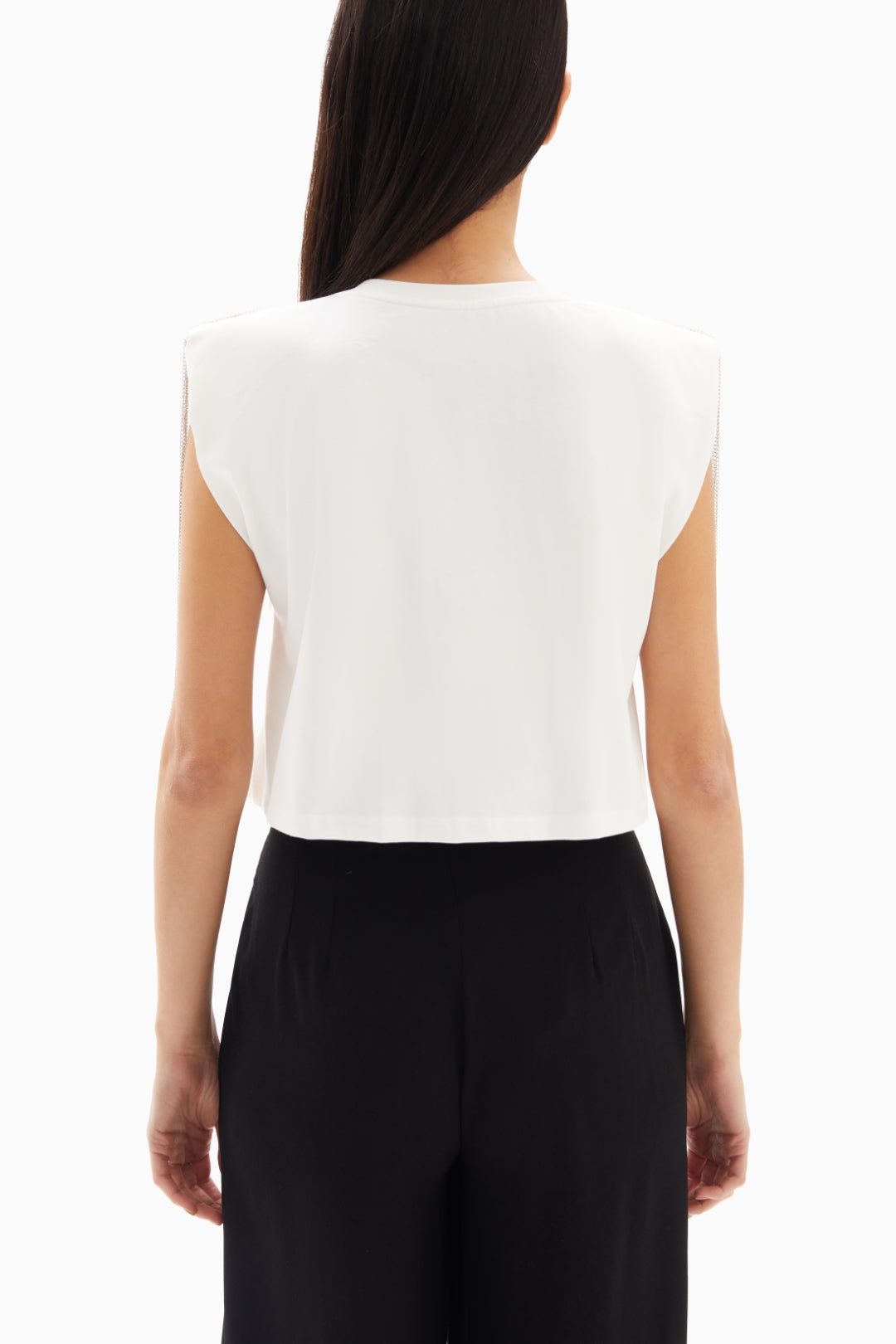 White Sleeveless Cropped Top By WECRE8