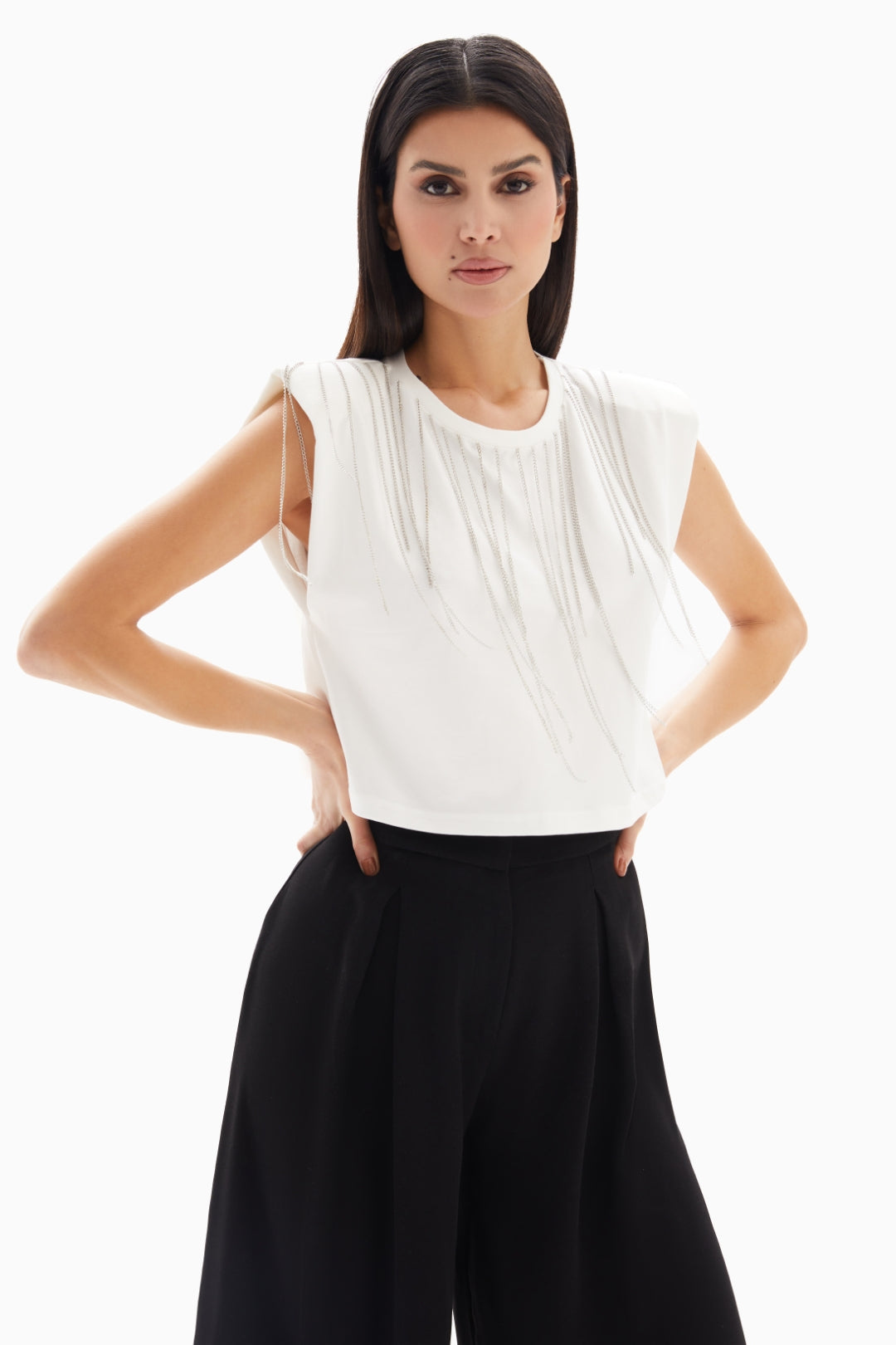 White Sleeveless Cropped Top By WECRE8