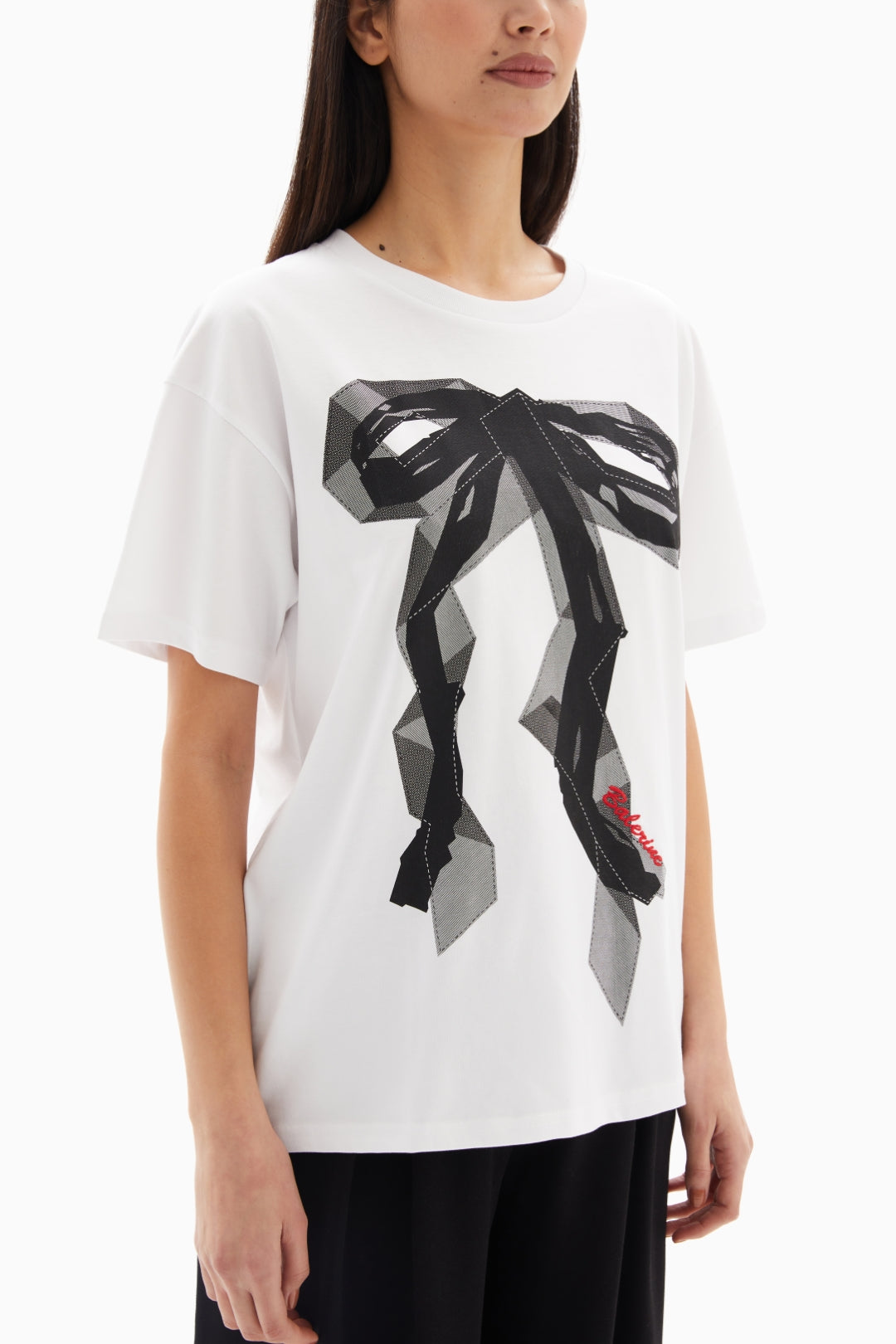 White Bow Print  T-shirt By WECRE8