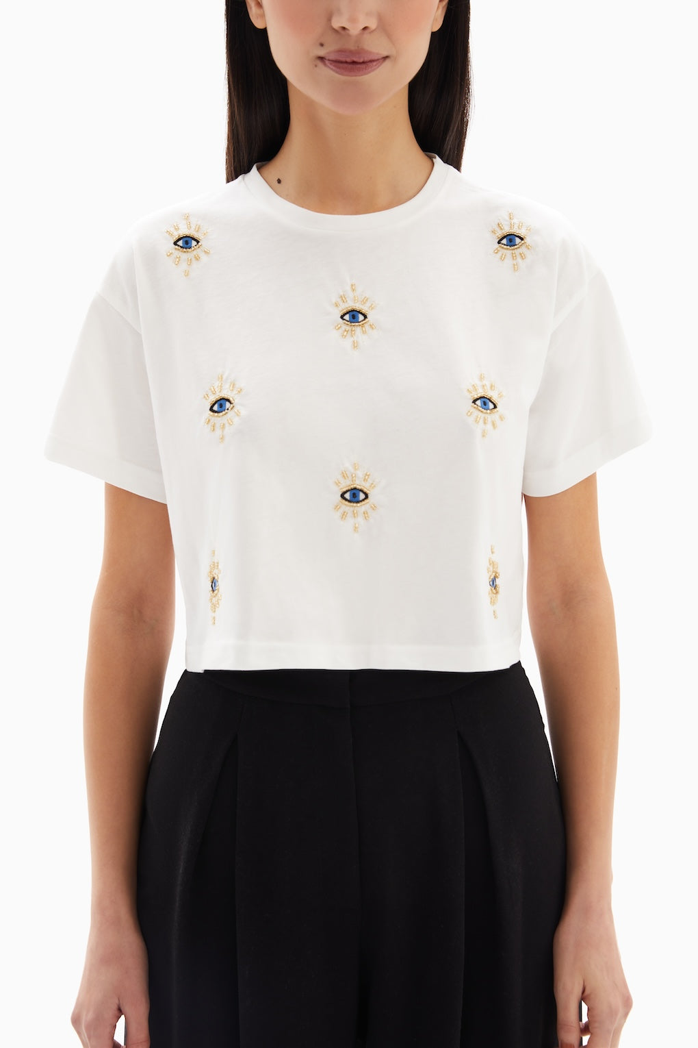 White Nazar Cropped T-shirt By WECRE8