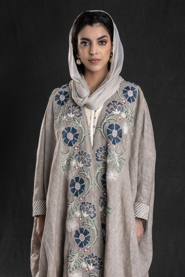 Gray Gulalai Abaya with Embroidery & Embellishment From Amore Mio By Hitu