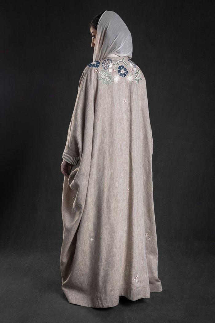 Gray Gulalai Abaya with Embroidery & Embellishment From Amore Mio By Hitu