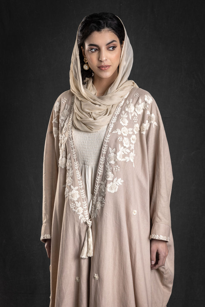 Beige Jameela Abaya with Embroidery From Amore Mio By Hitu