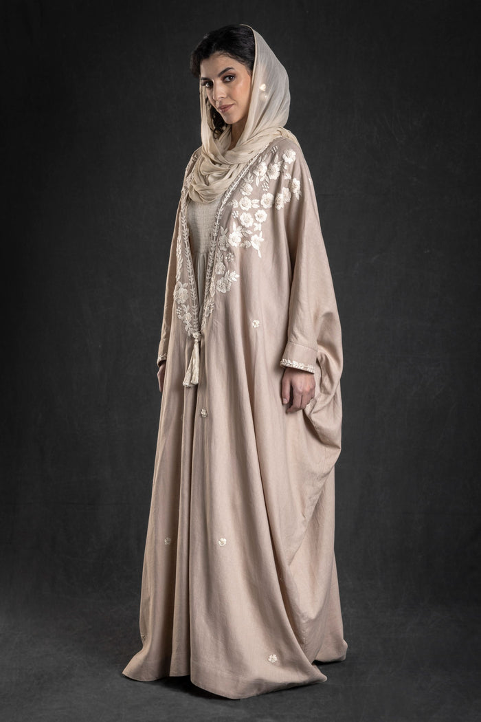 Beige Jameela Abaya with Embroidery From Amore Mio By Hitu