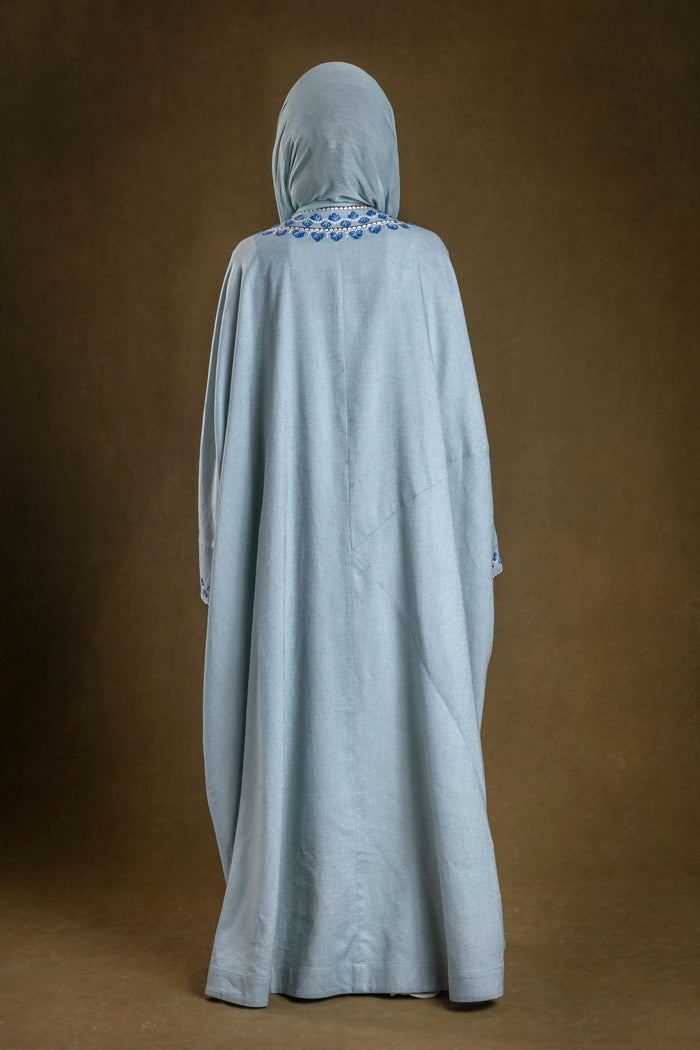 Light Blue Nadia Abaya with Embroidery From Amore Mio By Hitu