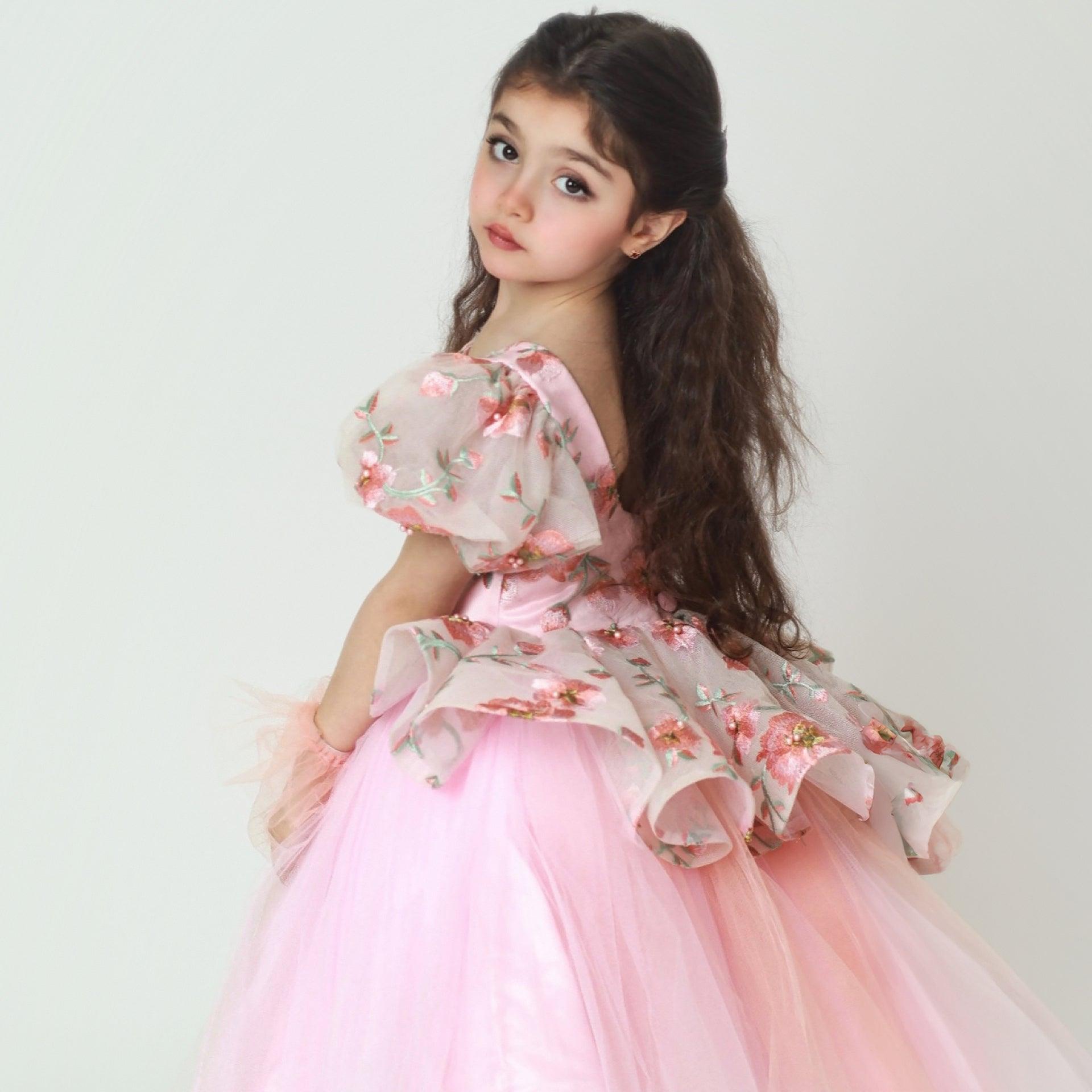 Pink "Tia" Dress with Flowers By Shams Kids - WECRE8