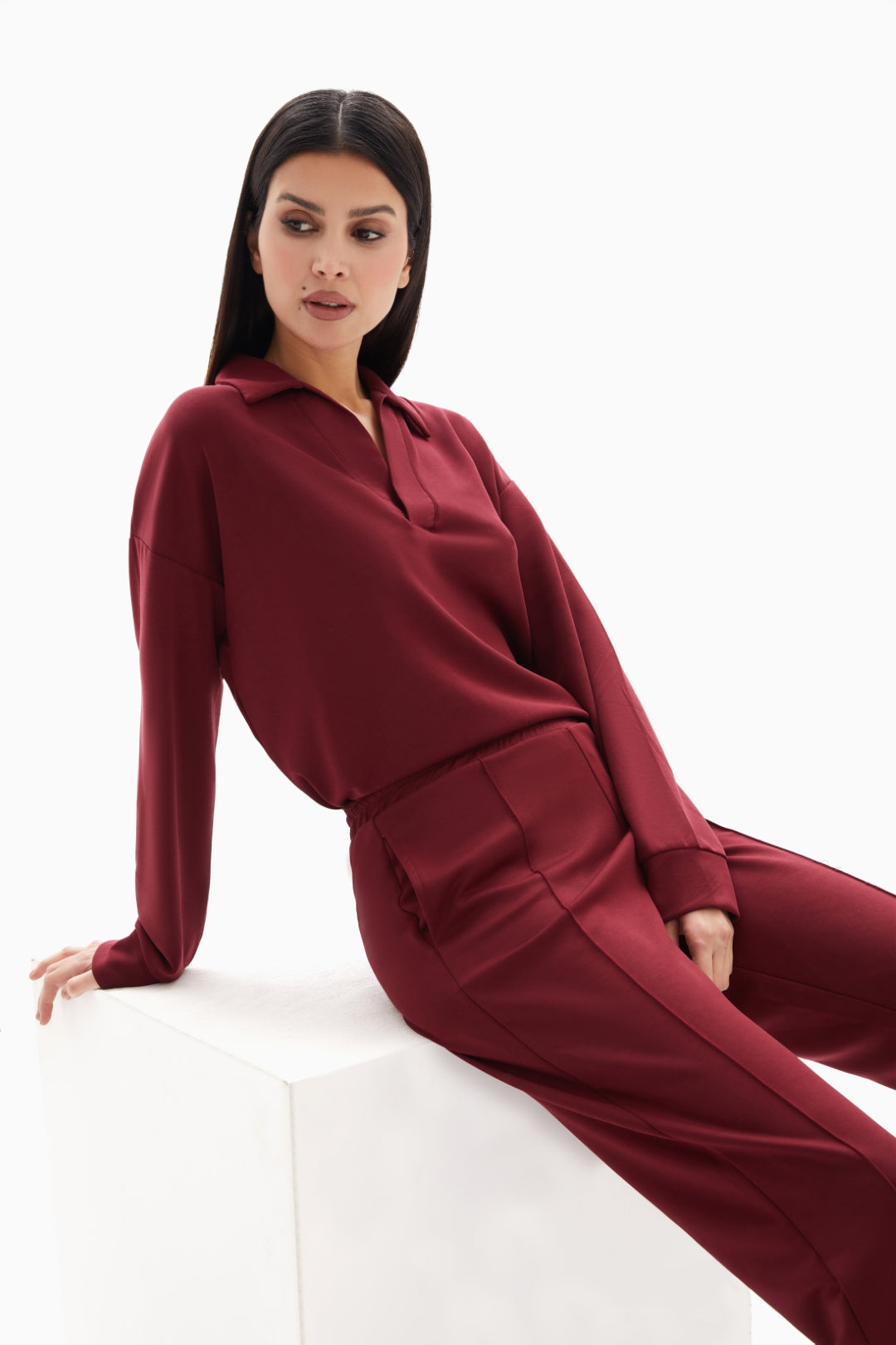 Maroon Soft Set of Top and Trousers By WECRE8