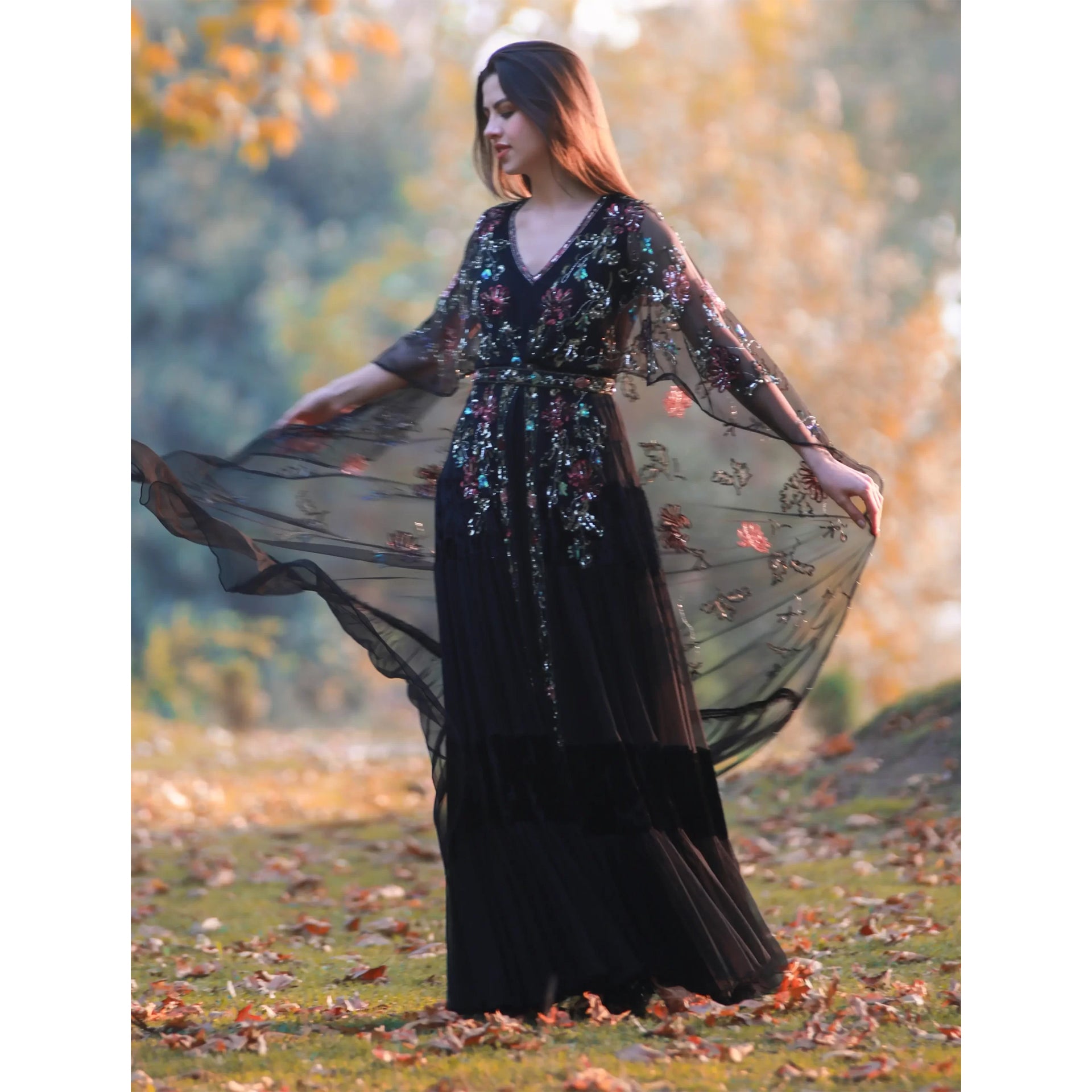 Black Embroidery Dress From Shalky