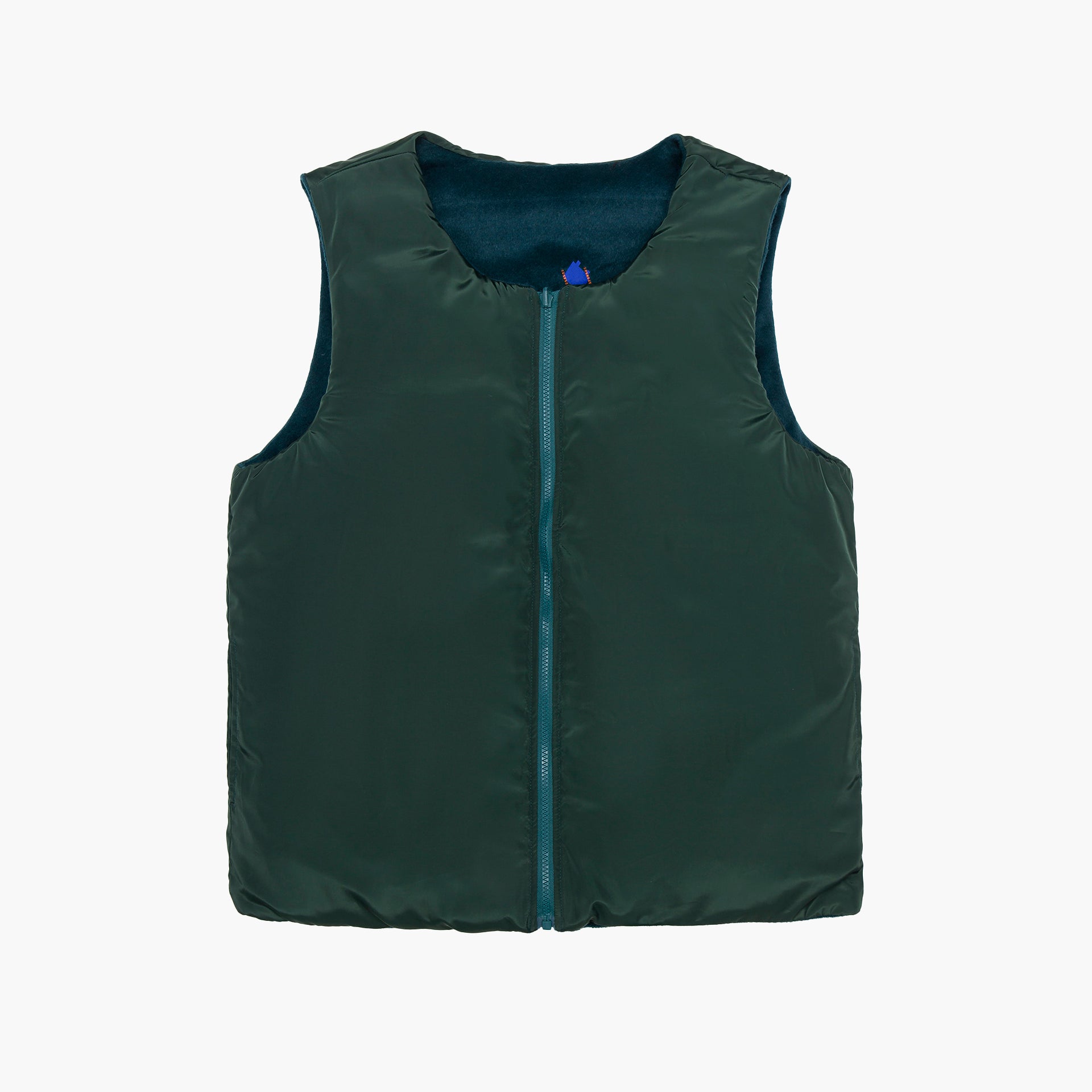 Unisex Dark Green Double Sided Puffer Vest by Mazrood