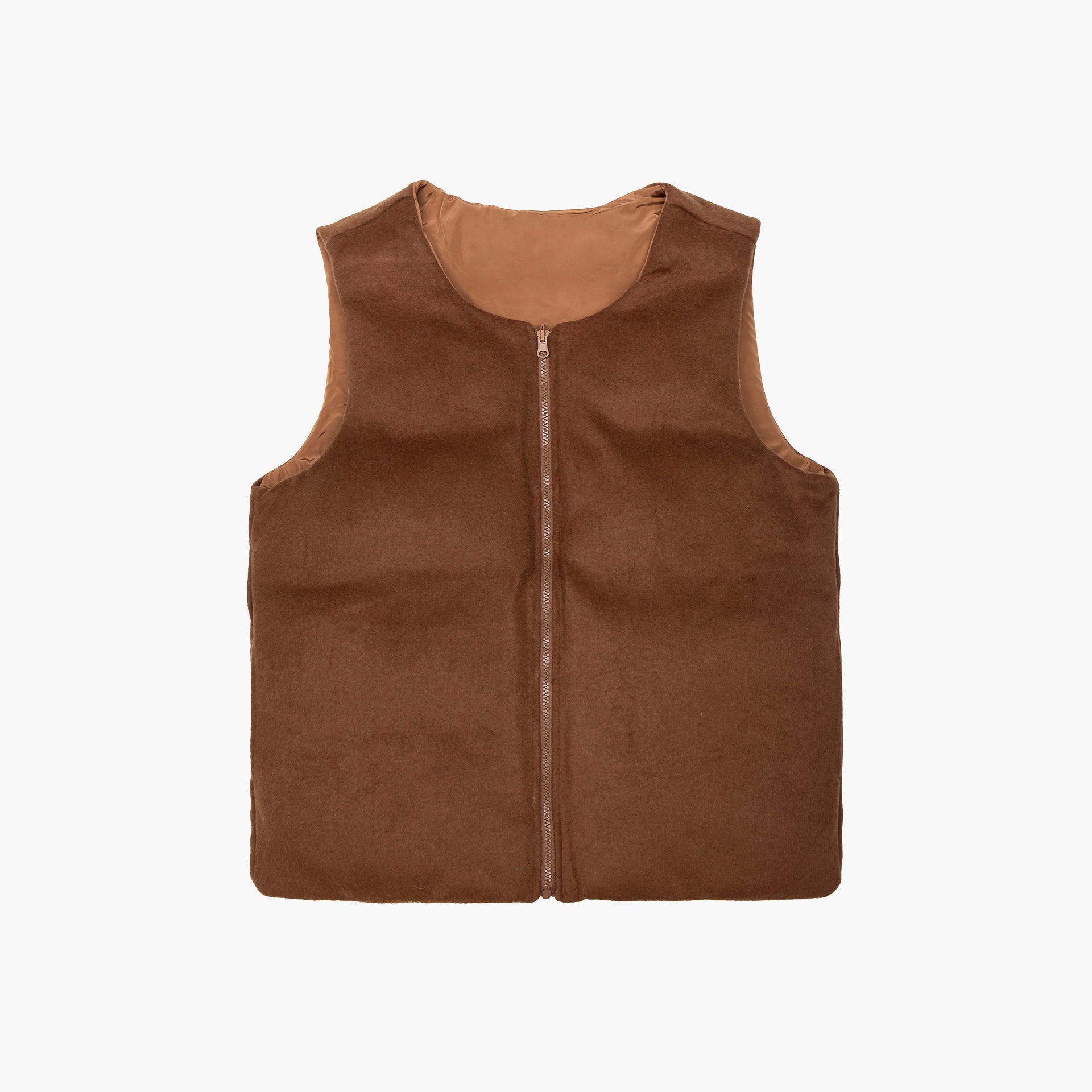 Unisex Brown Double Sided Puffer Vest by Mazrood