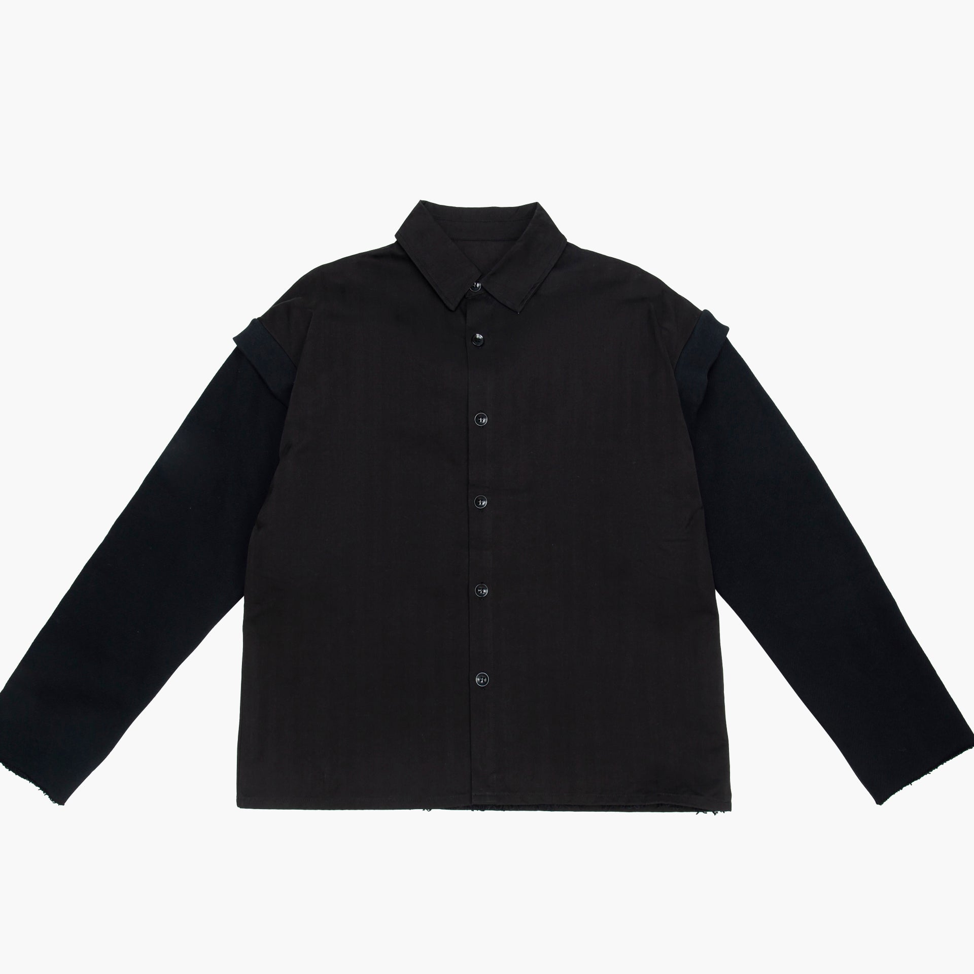 Unisex Black Double Sleeve Shirt by Mazrood