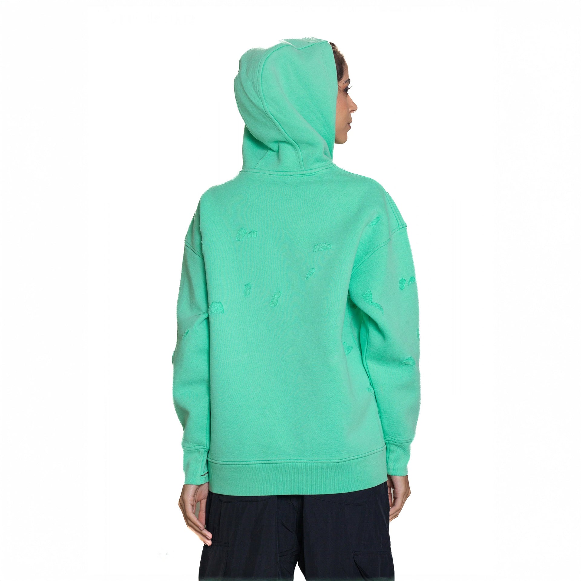 Green Slotted Hoodie By Weaver Design