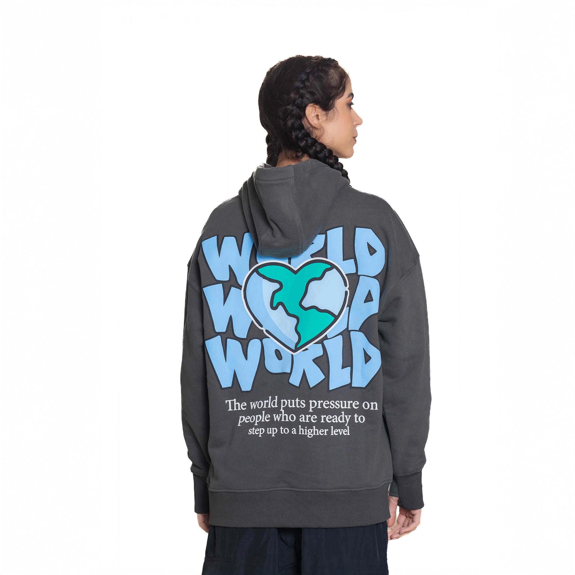 Dark Gray World Hoodie By Weaver Design