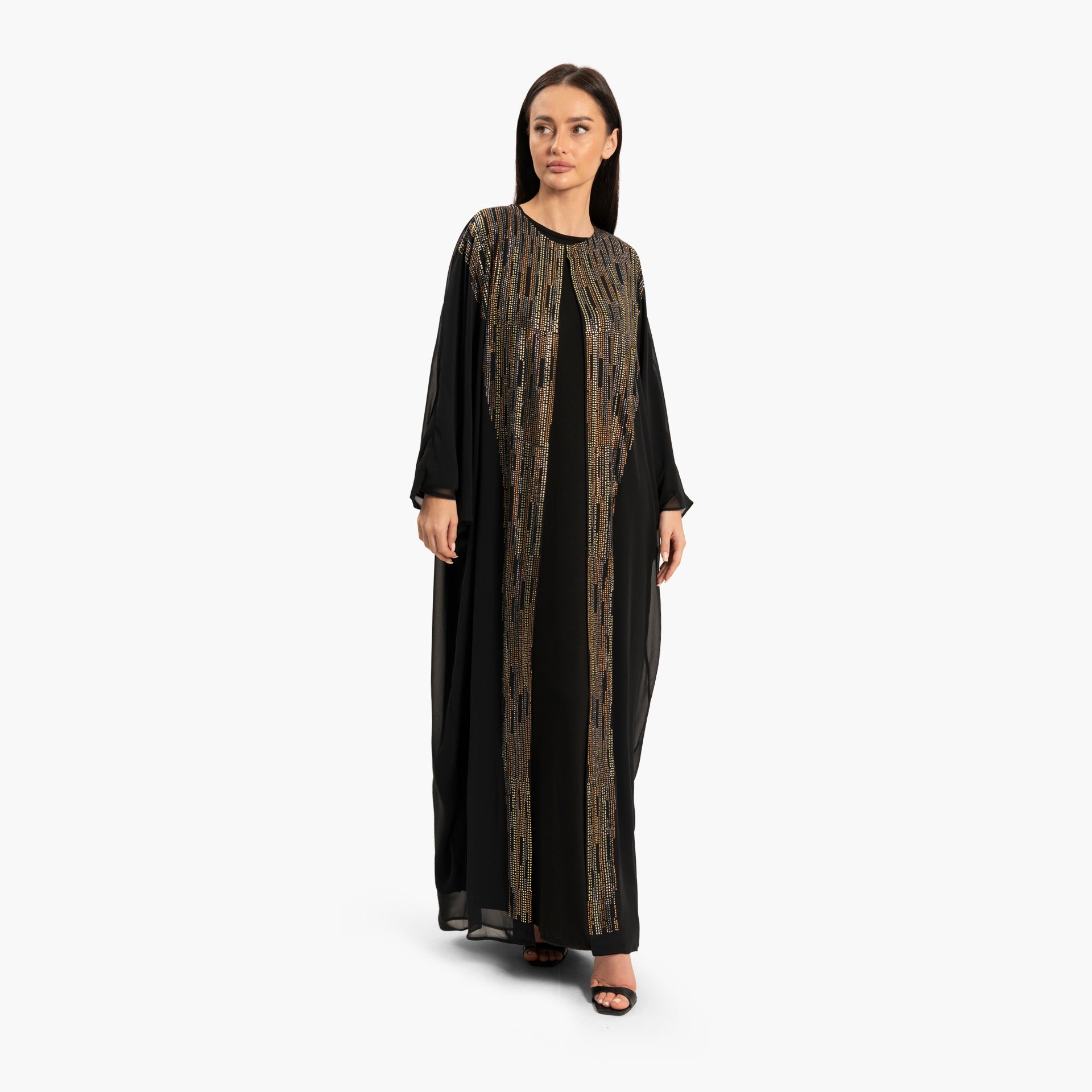 Women's Black with Gold Embellishments Kaftan By WECRE8