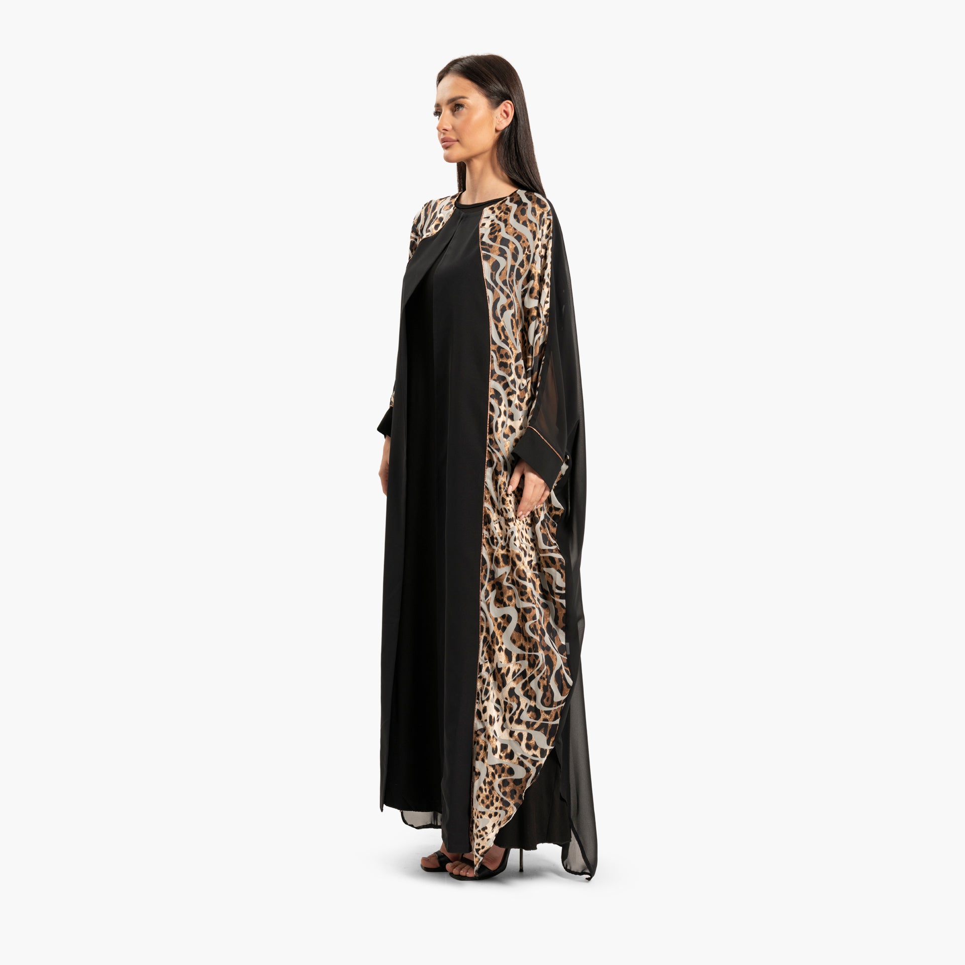 Women Black with Leopard Print Kaftan By WECRE8