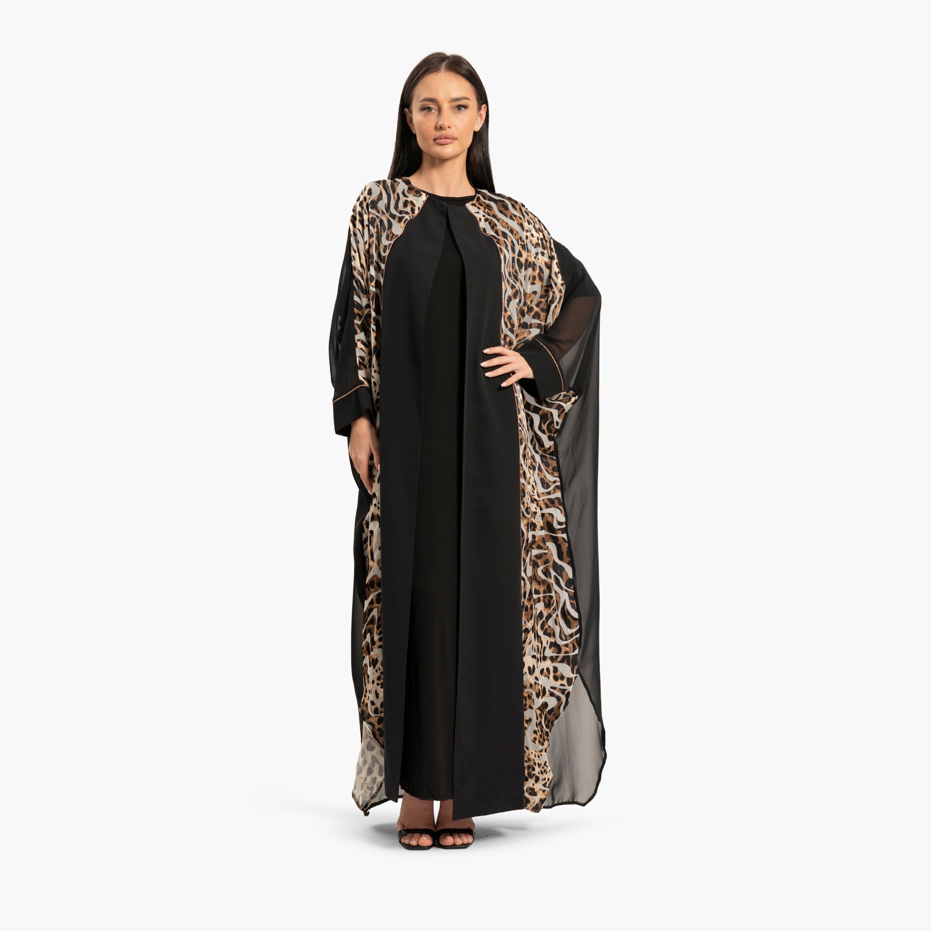 Women's Black with Leopard Print Kaftan By WECRE8