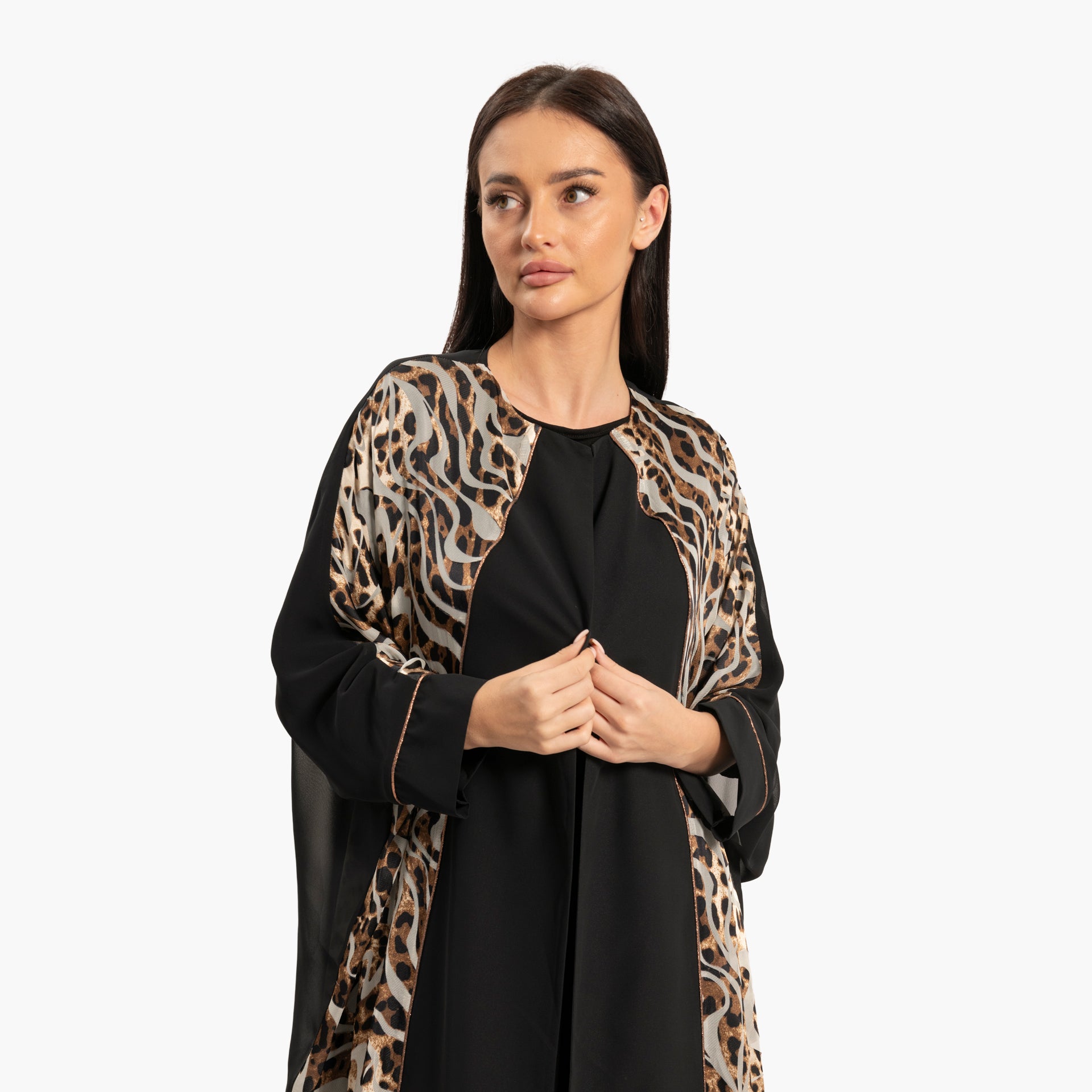 Women's Black with Leopard Print Kaftan By WECRE8