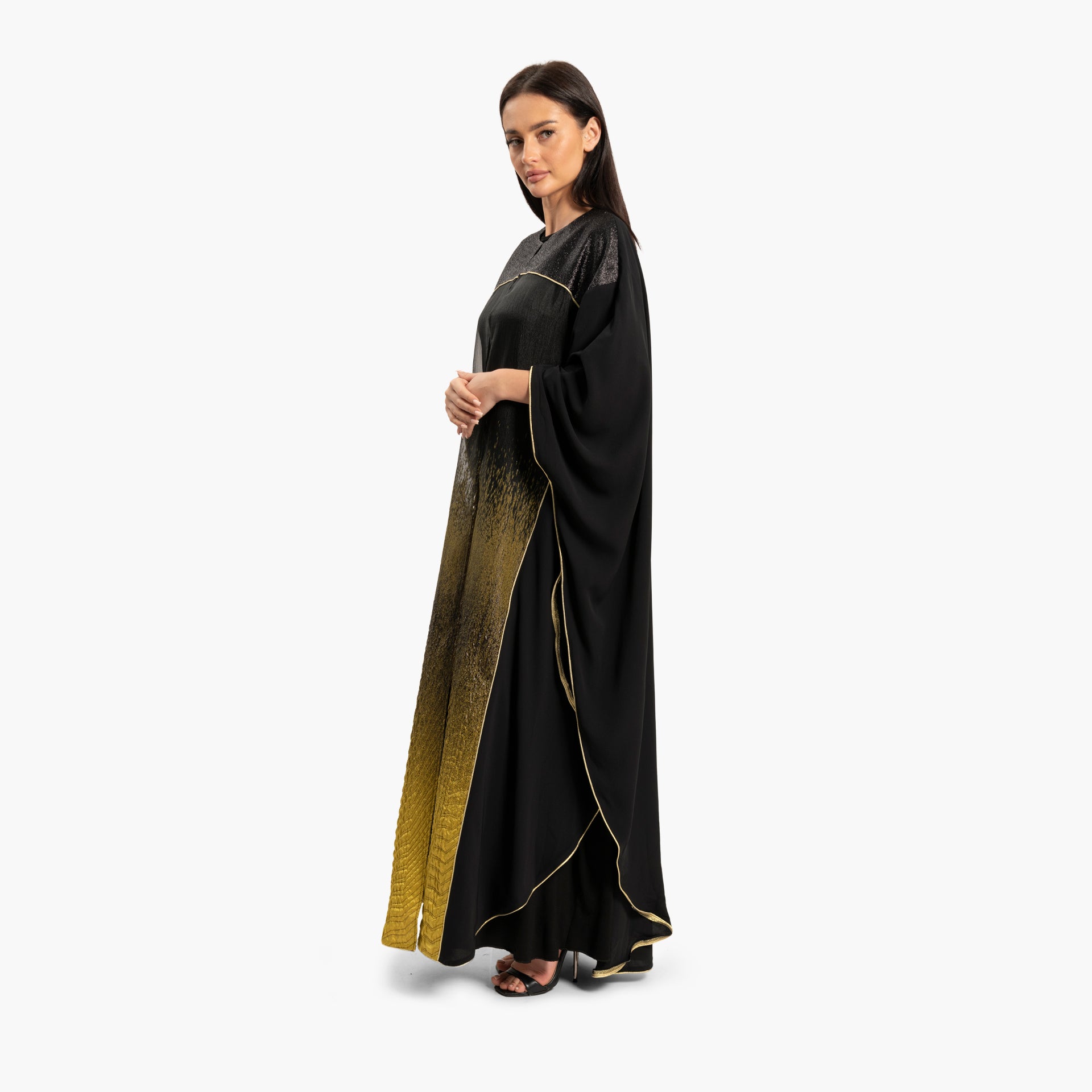 Women's Black with Gold Ombre Embellishments Kaftan By WECRE8