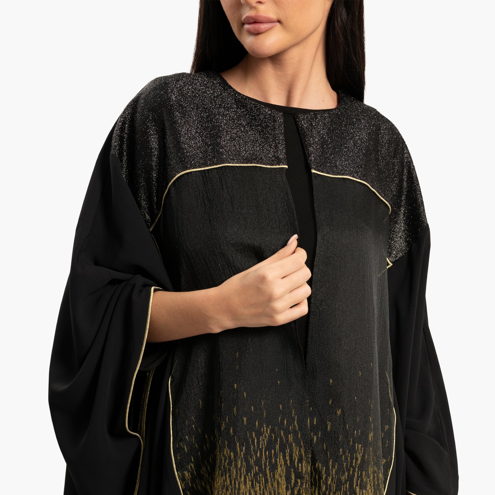 Women's Black with Gold Ombre Embellishments Kaftan By WECRE8