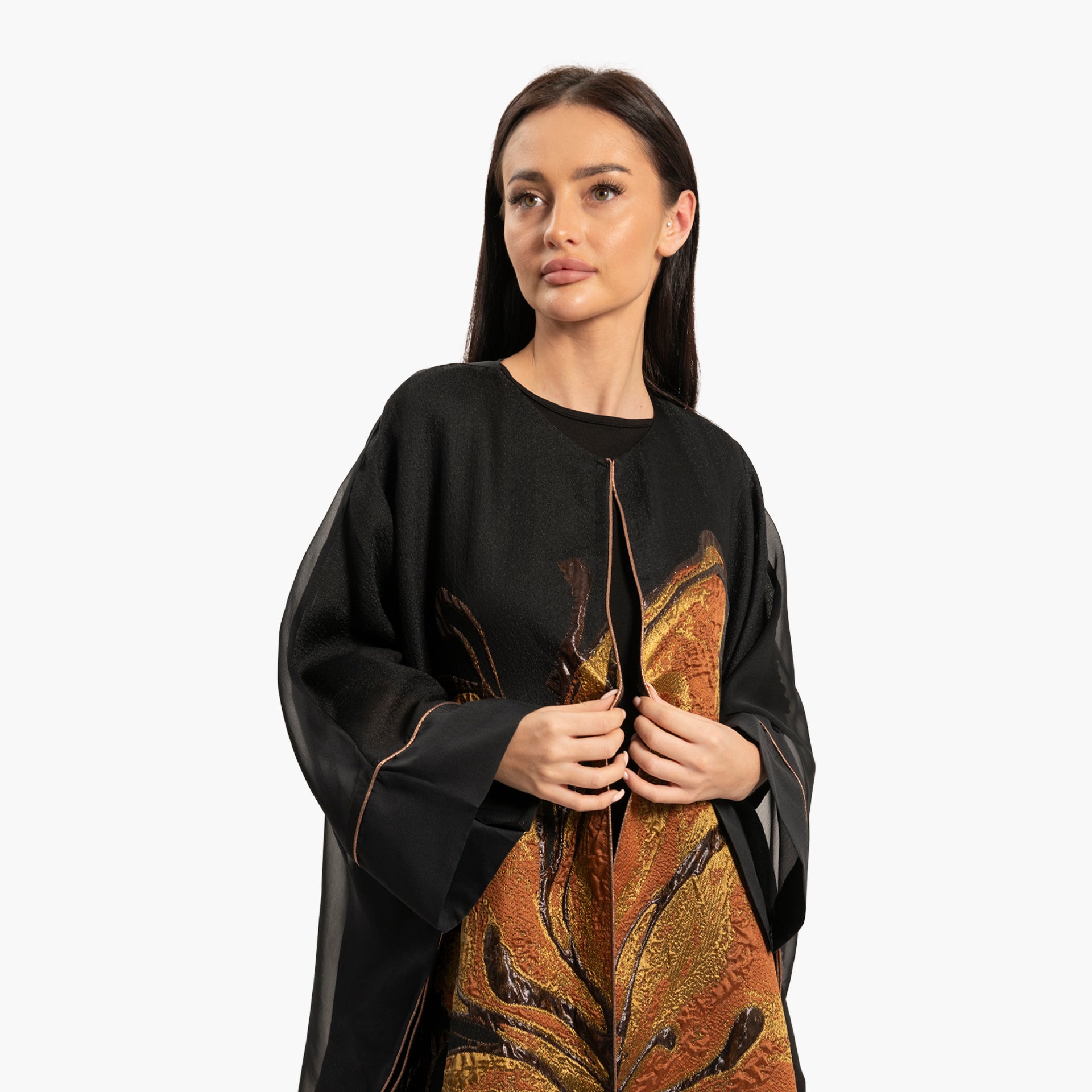 Women's Black with Floral Motif Kaftan By WECRE8