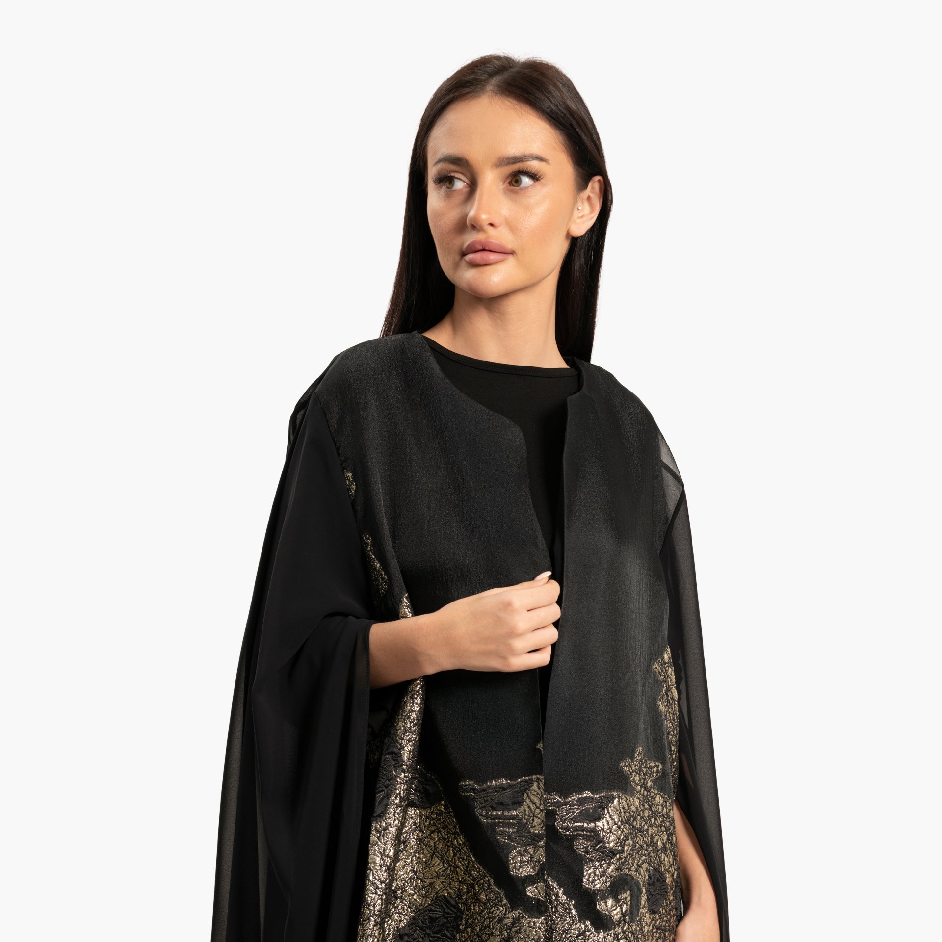 Women's Black with Leaves Motif Kaftan By WECRE8