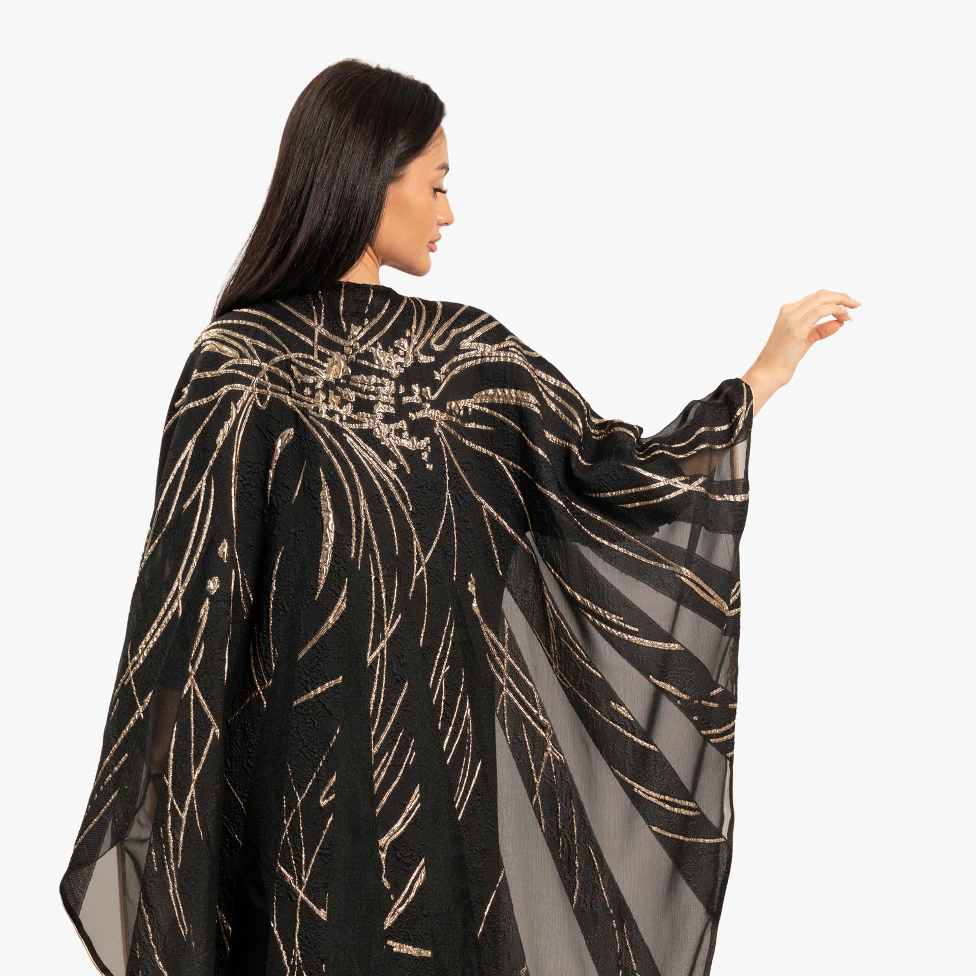 Women's Black with Linear Motif Kaftan By WECRE8