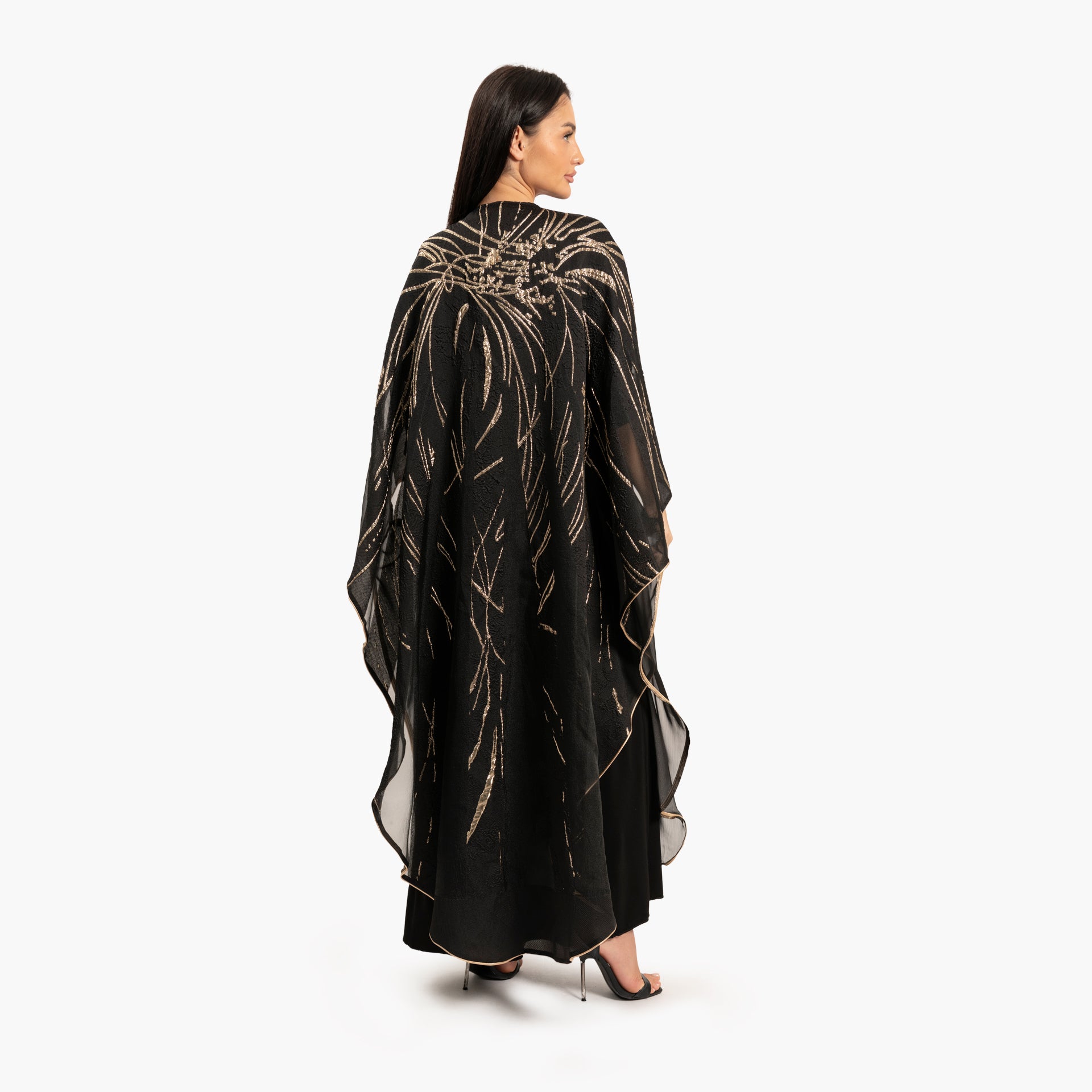 Women's Black with Linear Motif Kaftan By WECRE8