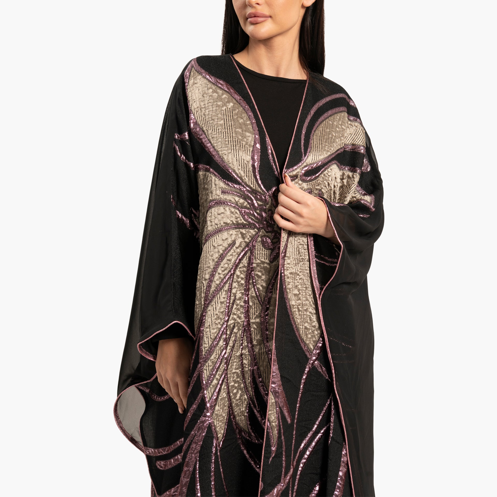 Women's Black with Linear Motif Kaftan By WECRE8