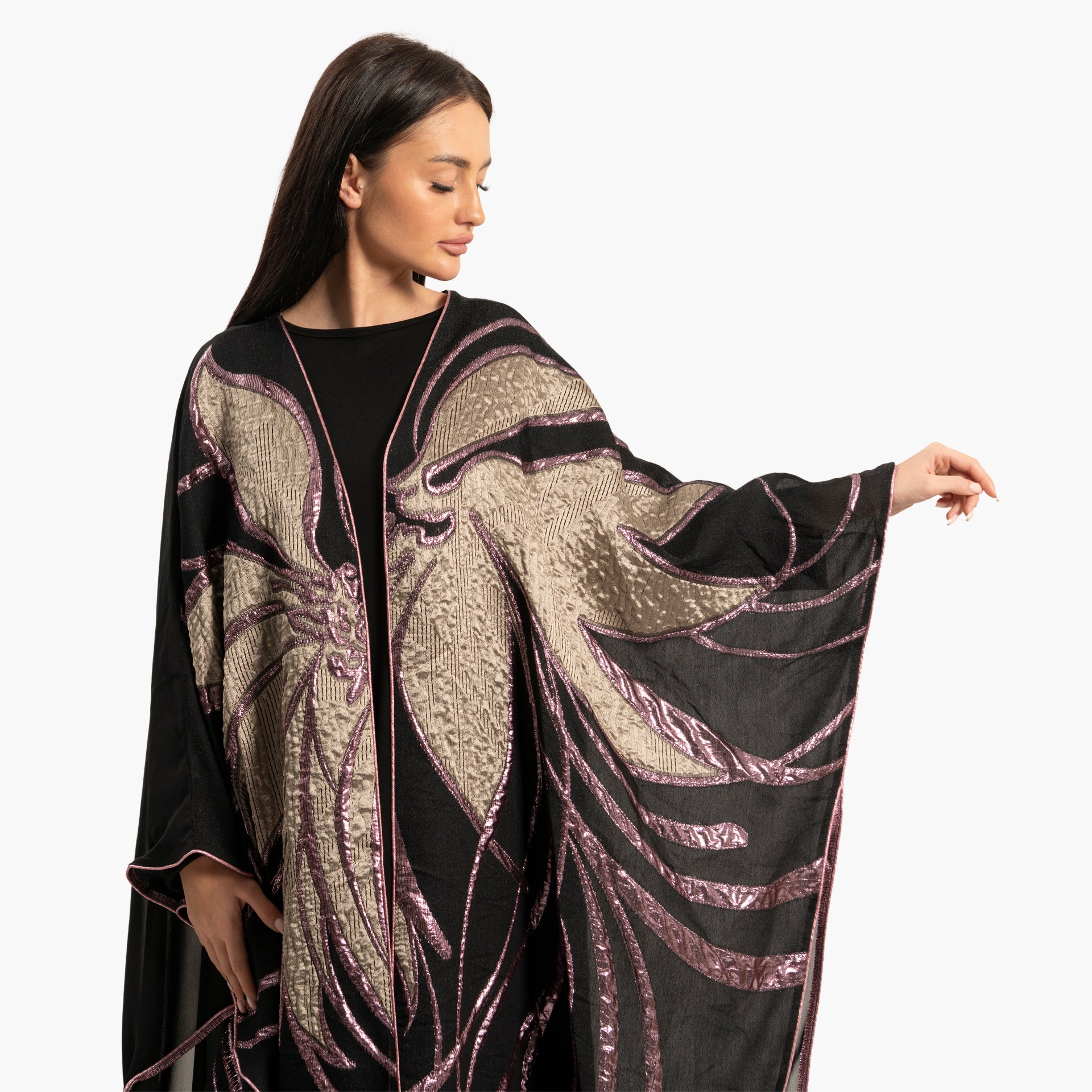 Women's Black with Linear Motif Kaftan By WECRE8