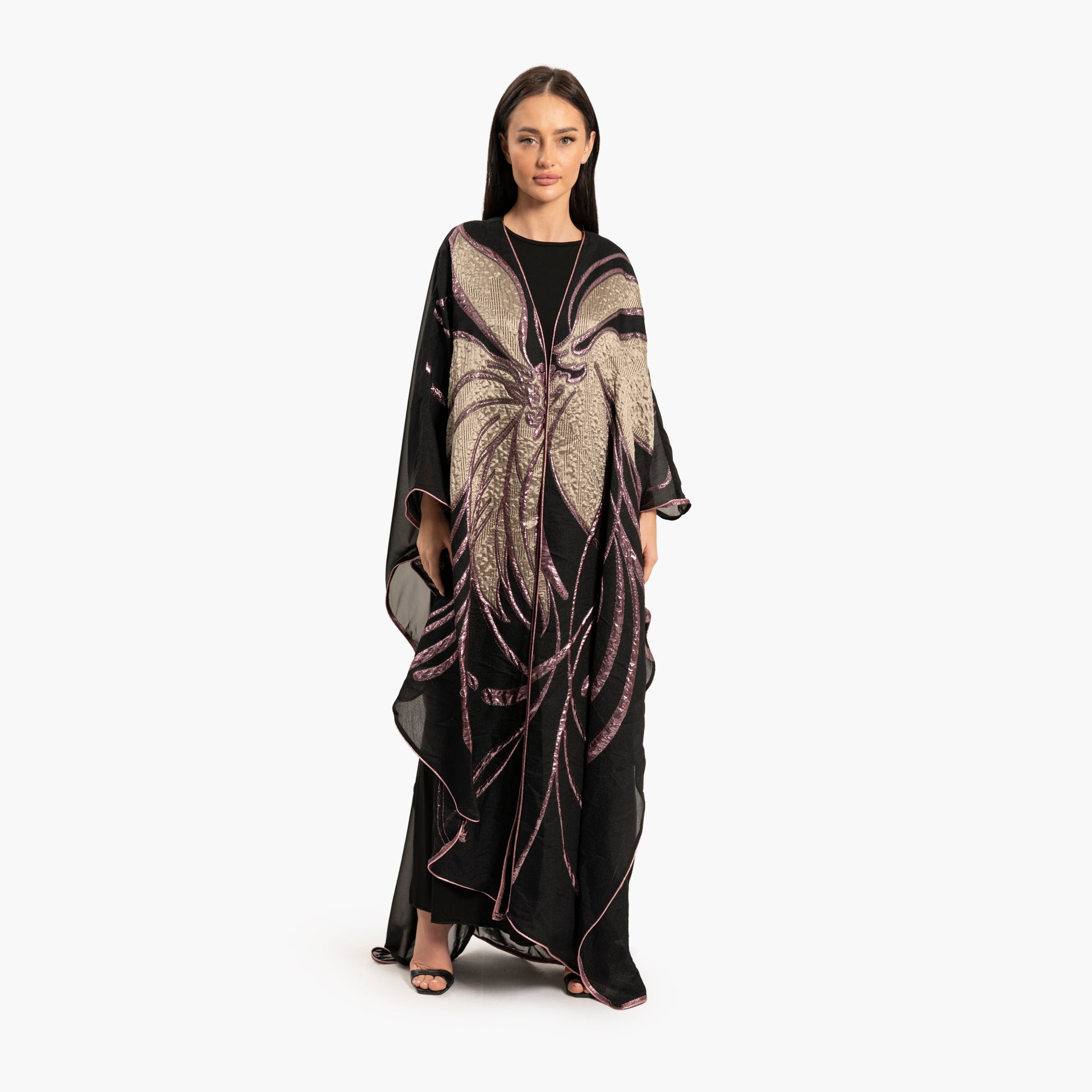 Women's Black with Linear Motif Kaftan By WECRE8