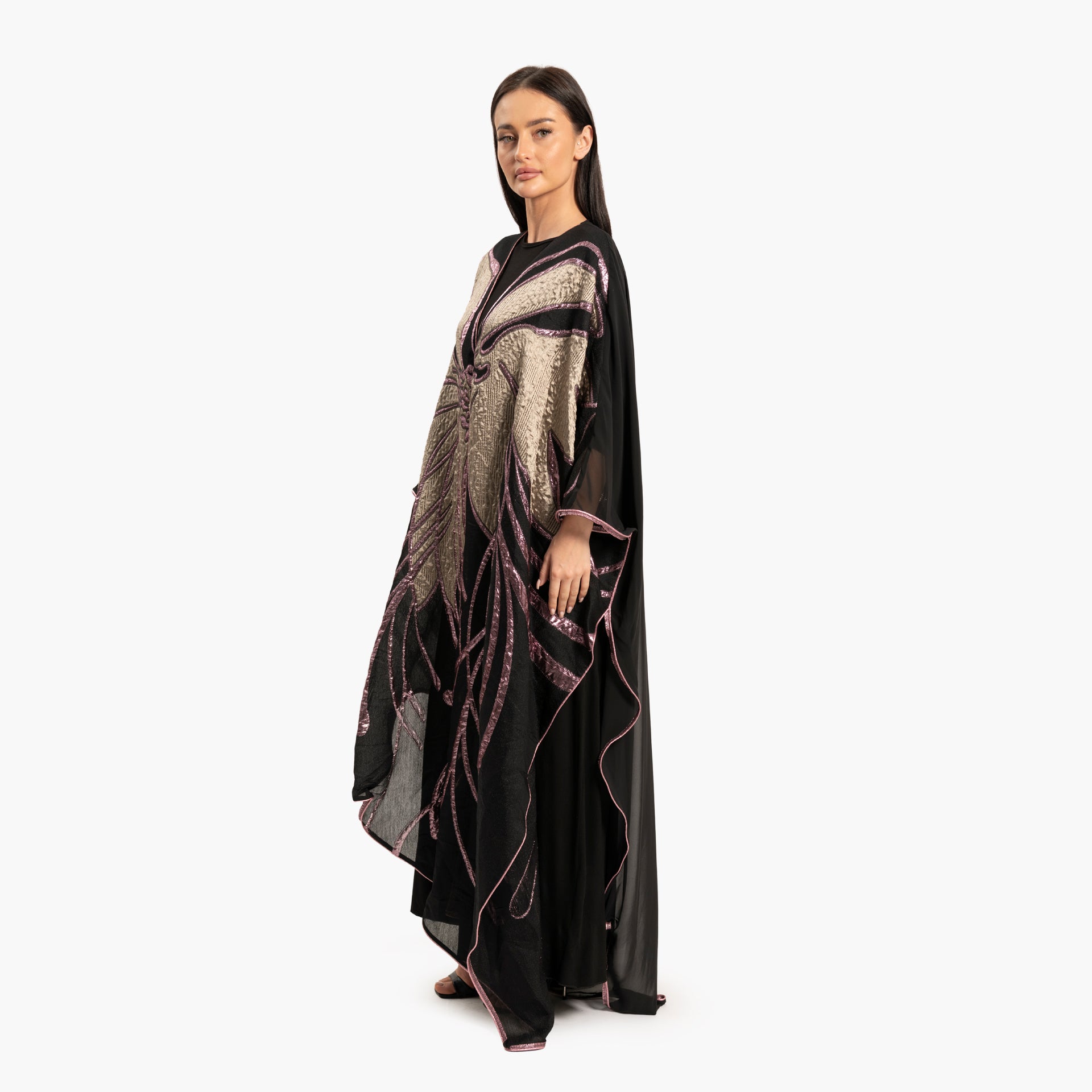 Women's Black with Linear Motif Kaftan By WECRE8