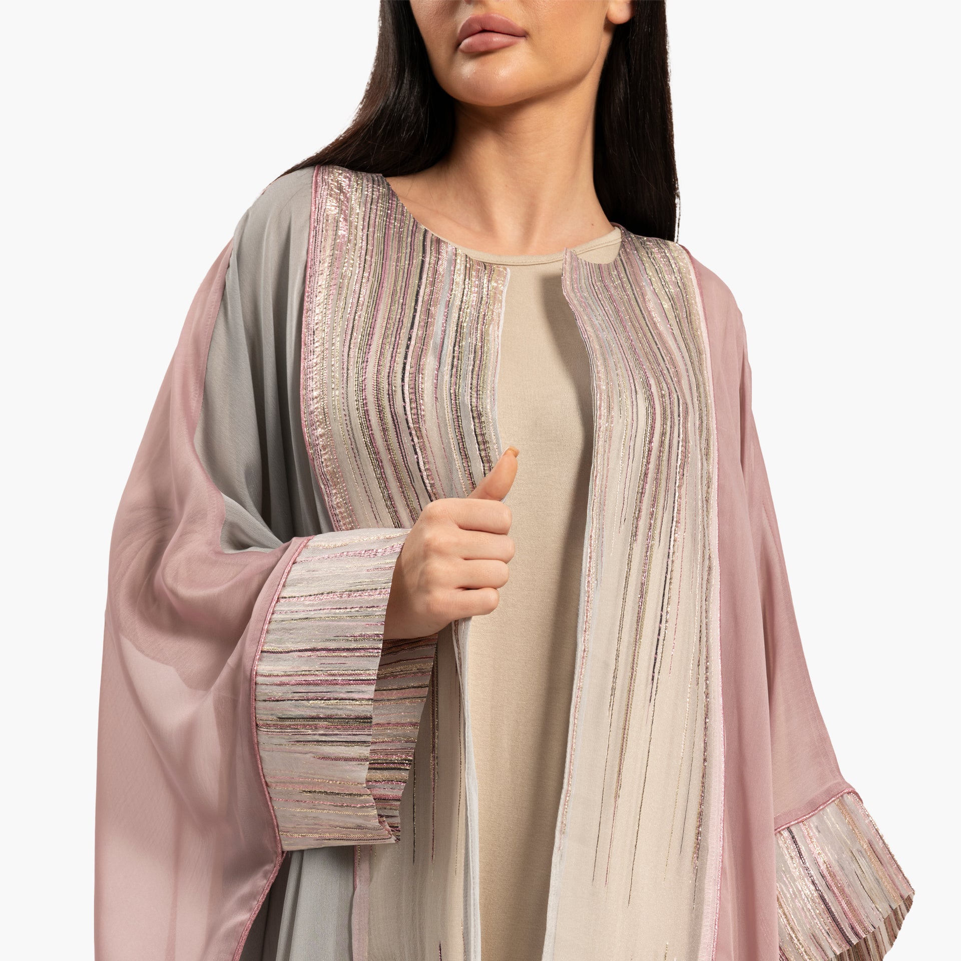 Women's Pink and Gray with shimmer Kaftan By WECRE8