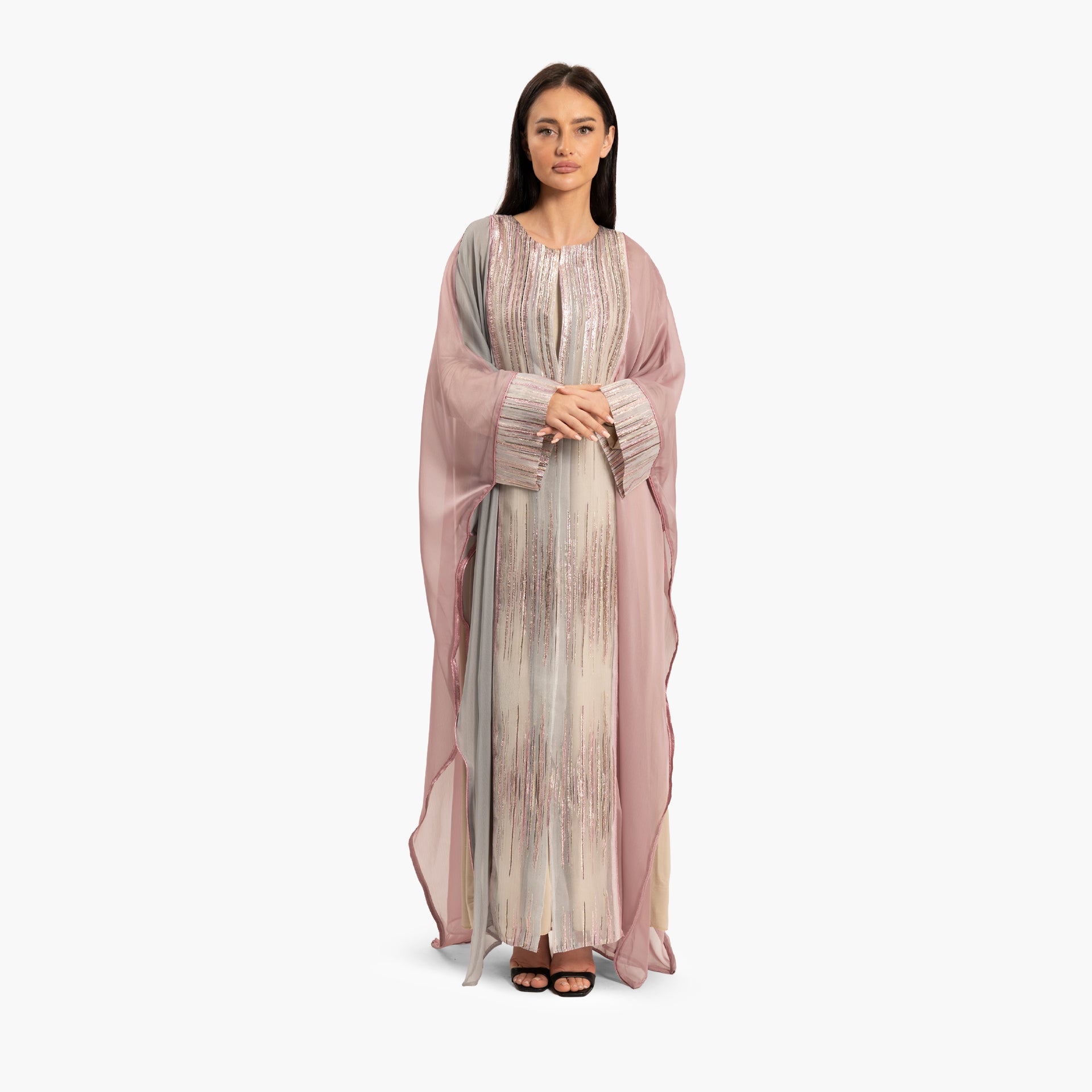 Women's Pink and Gray with shimmer Kaftan By WECRE8