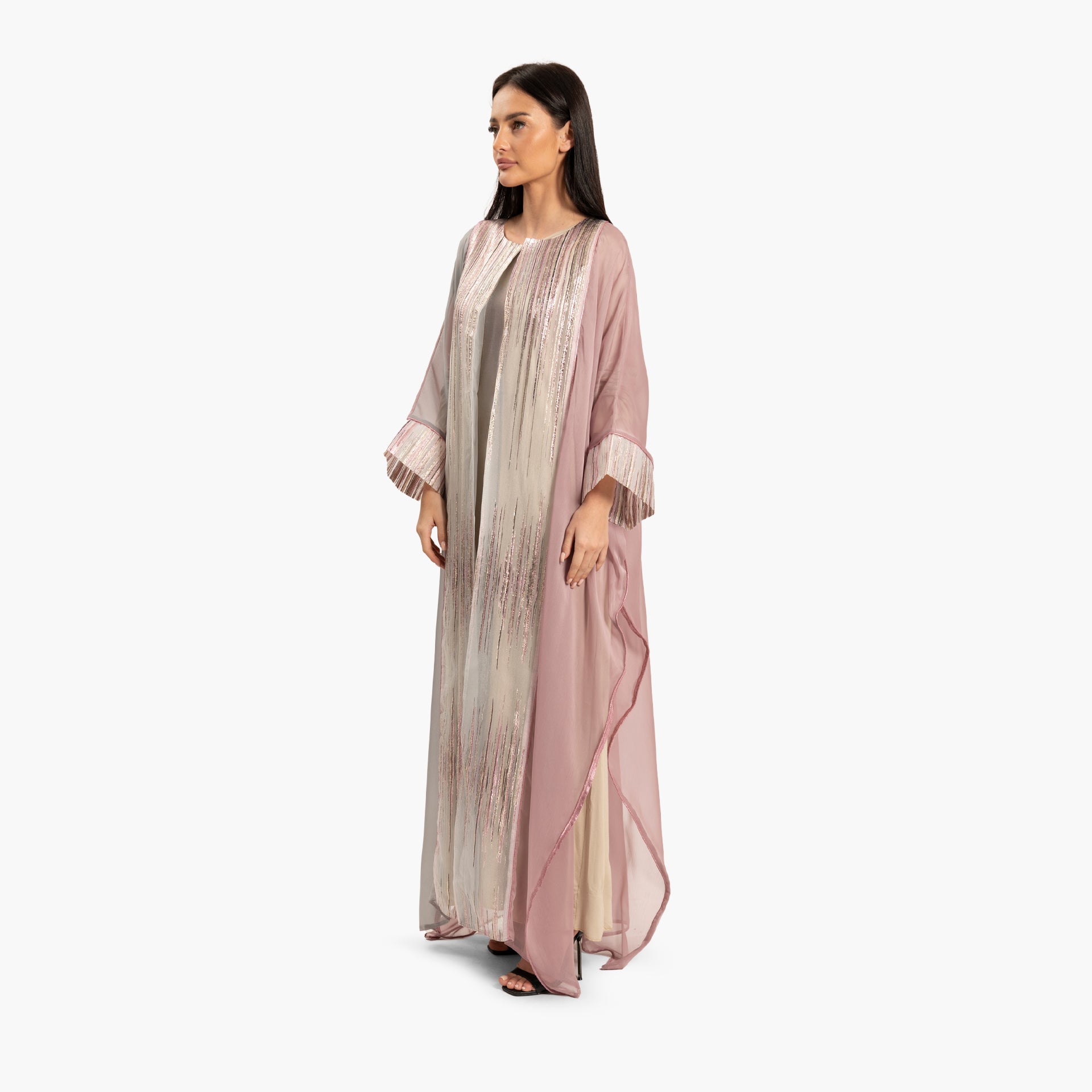 Women's Pink and Gray with shimmer Kaftan By WECRE8