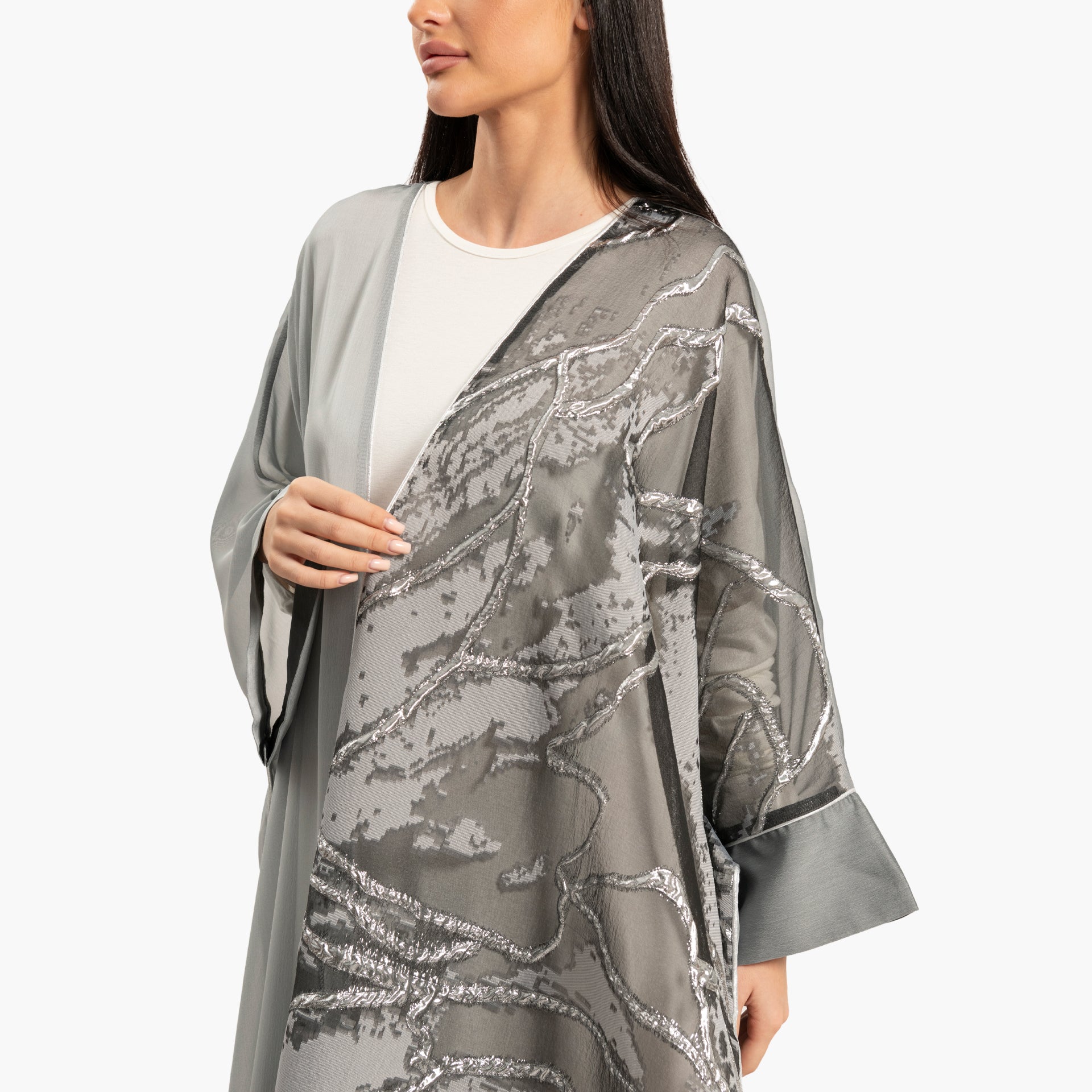 Women's Gray with Shimmer Kaftan By WECRE8