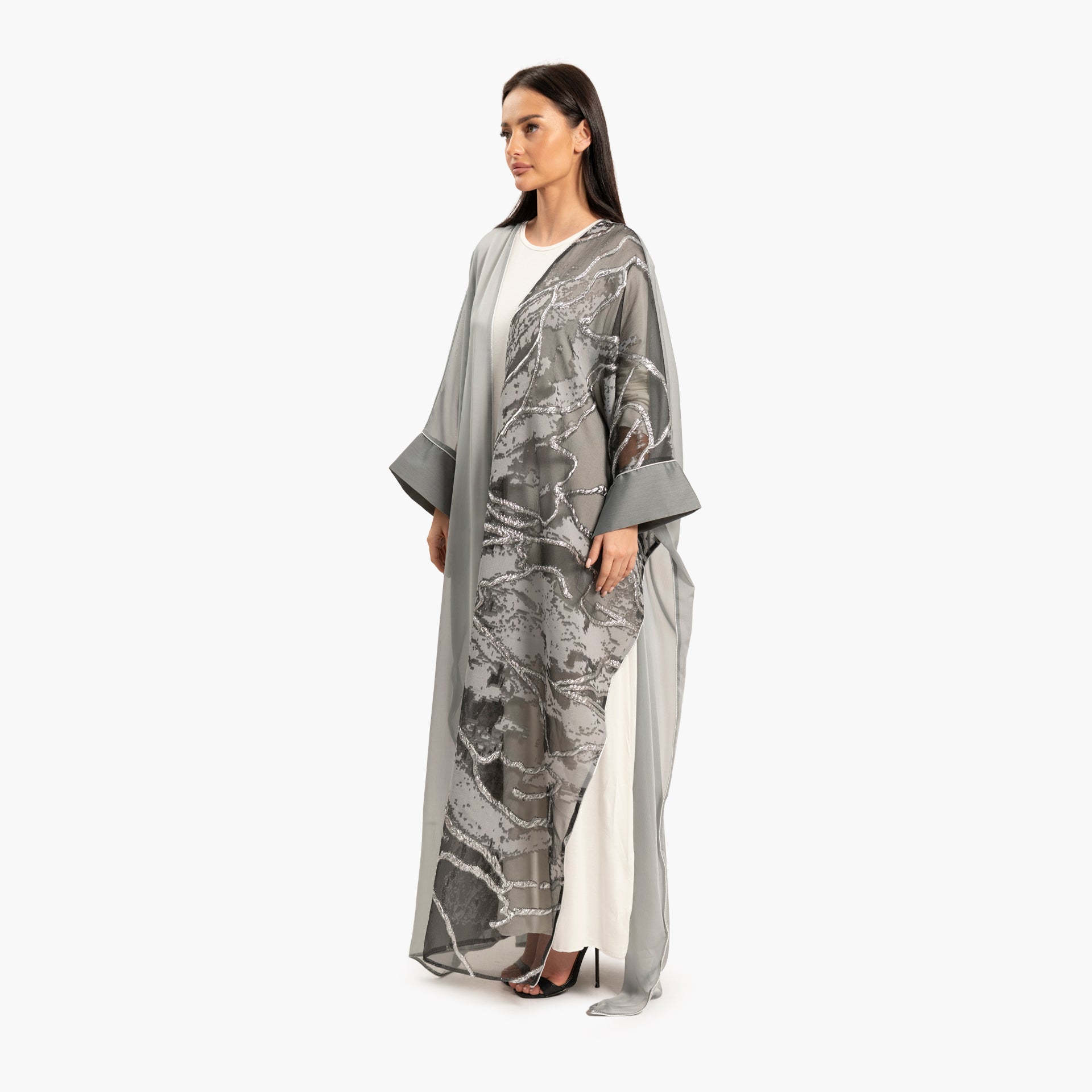 Women's Gray with Shimmer Kaftan By WECRE8