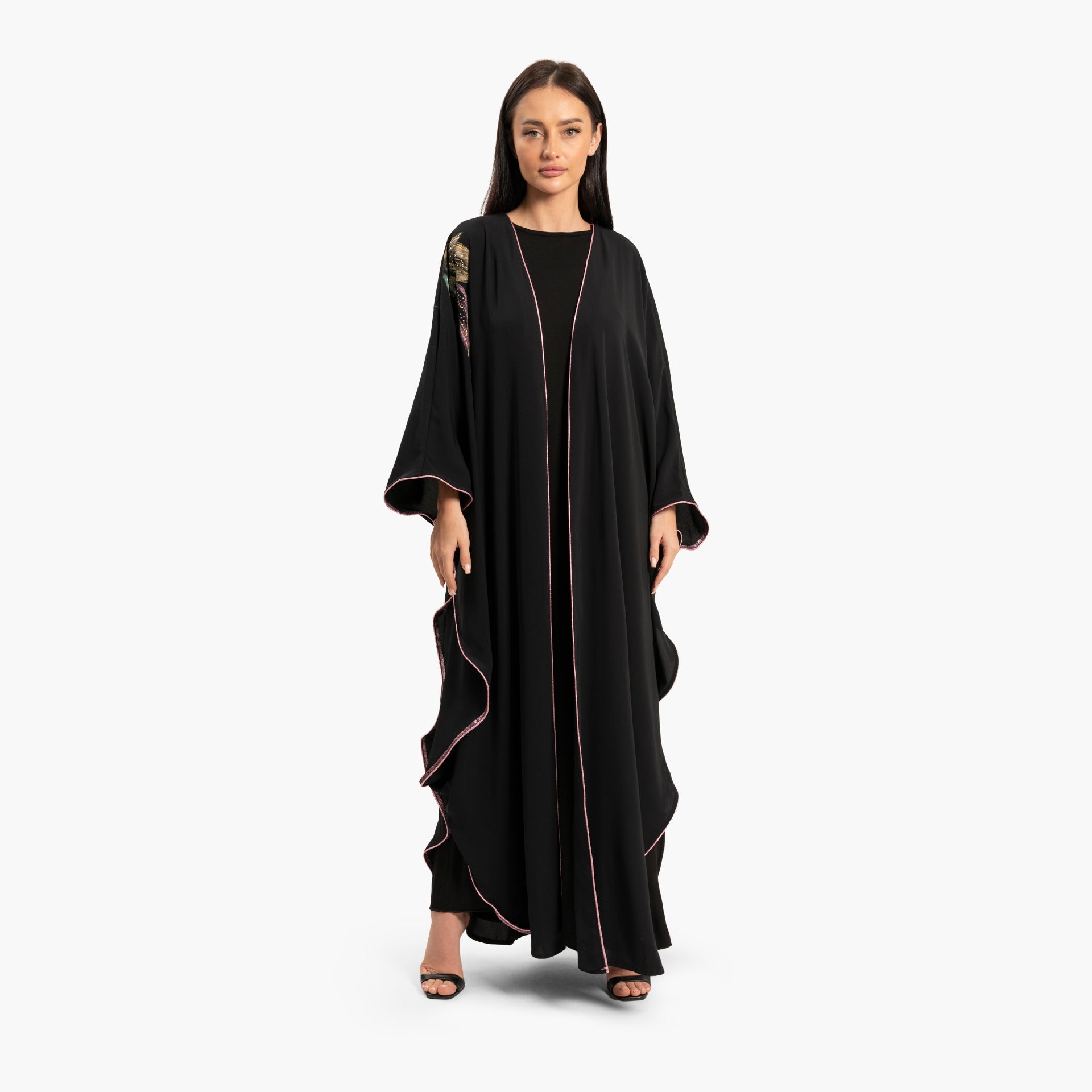 Women Black with Colorful Floral Design Abaya By WECRE8