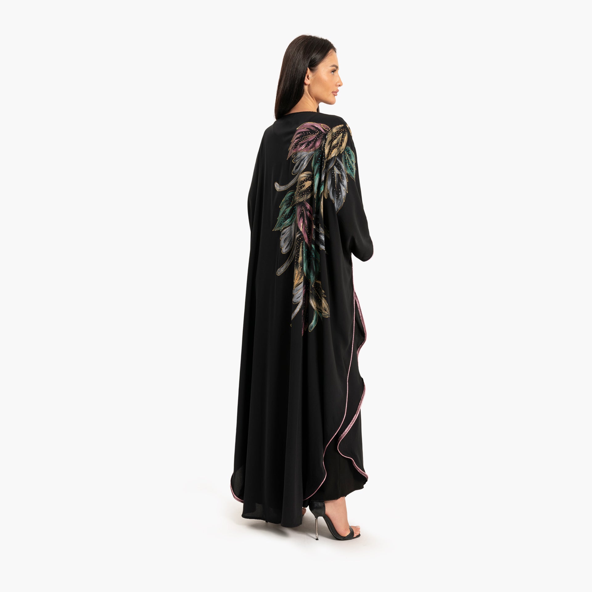 Women's Black with Colorful Floral Design Abaya By WECRE8